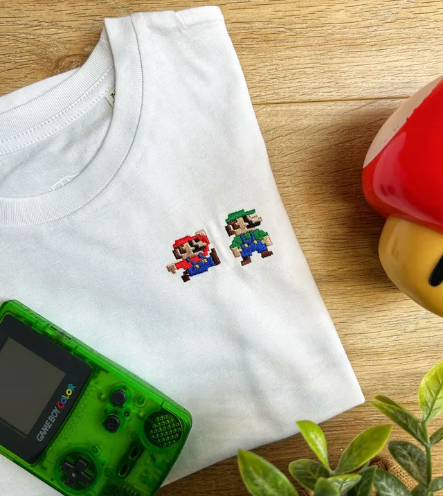 Juste Un T-shirt T-shirts Enfants Mario t-shirt blanc brodé