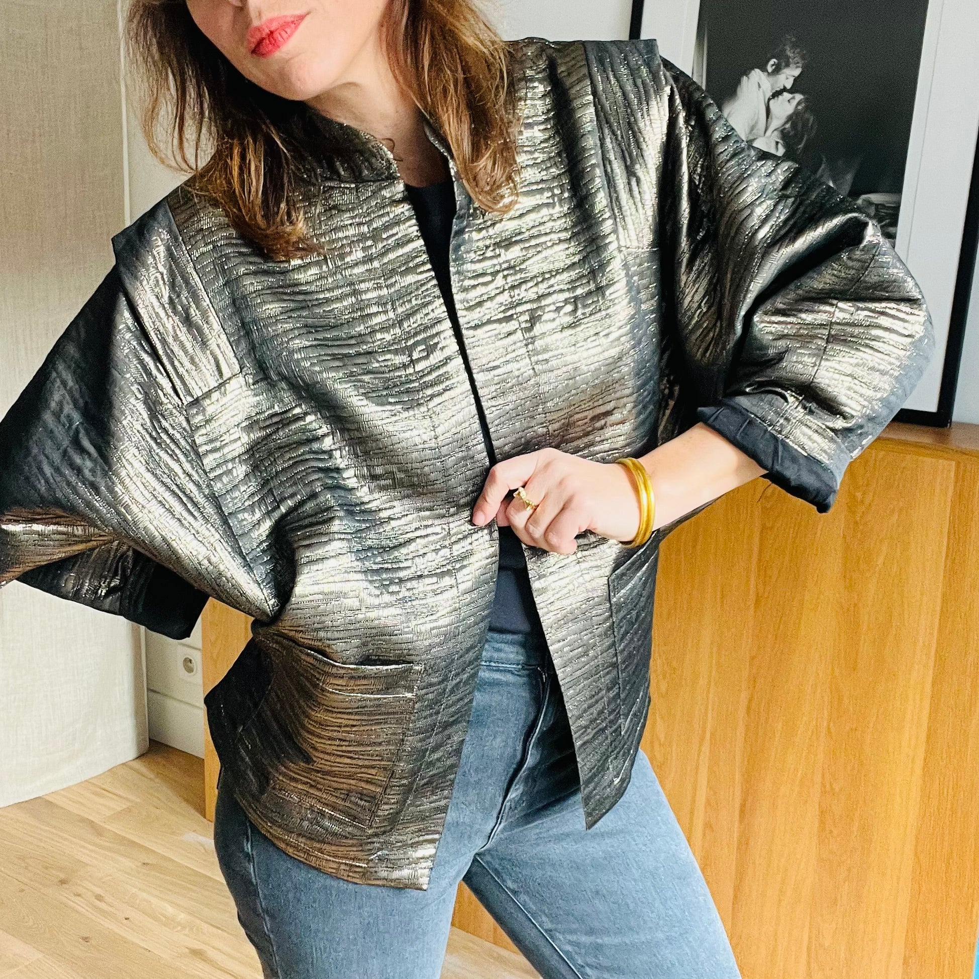PANTRUCHE Vestes BOWIE veste jacquard dorée doublée lyocell