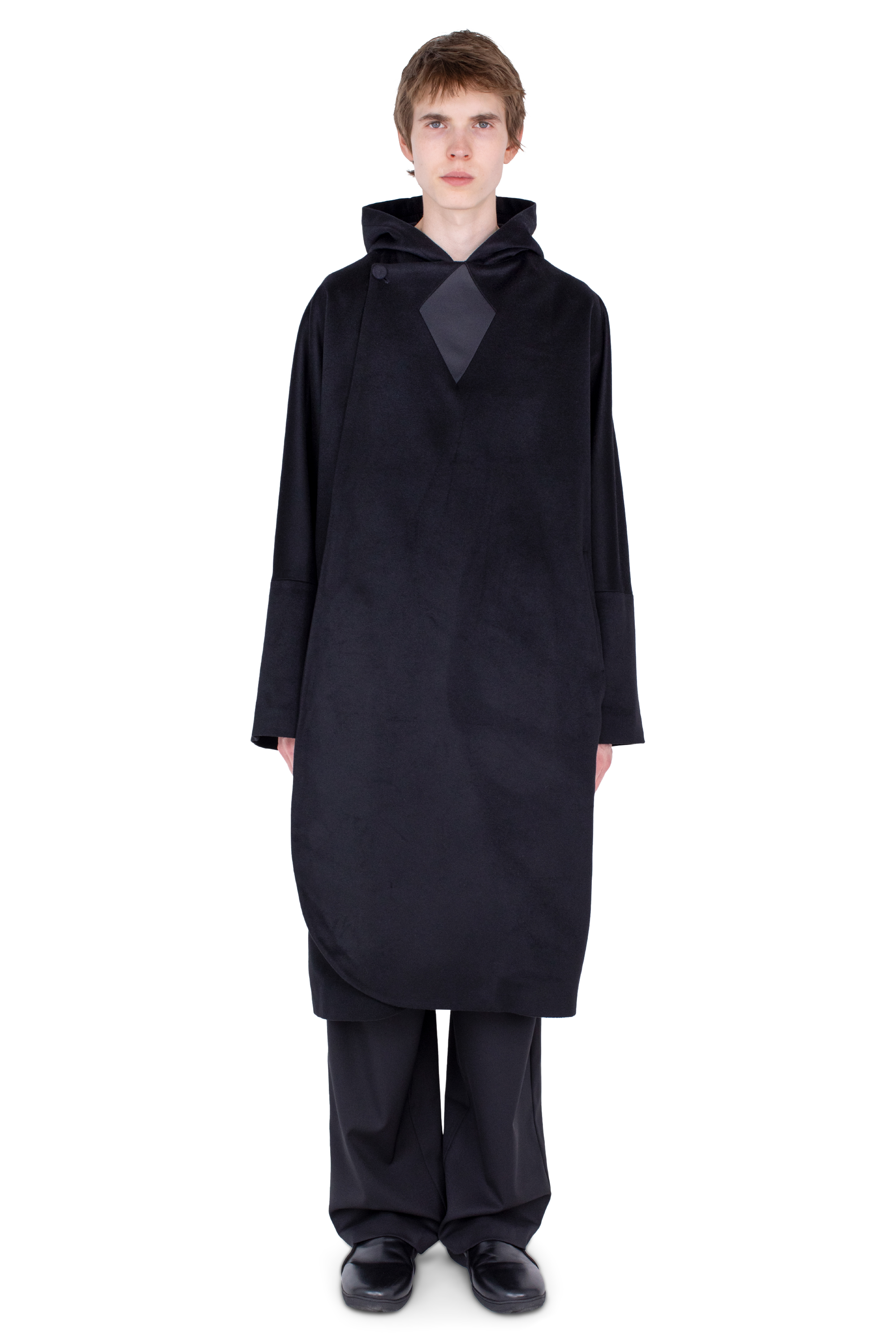 Kiko Kostadinov Outerwear MUNNO Hooded Coat manteau Obsidian Black en laine