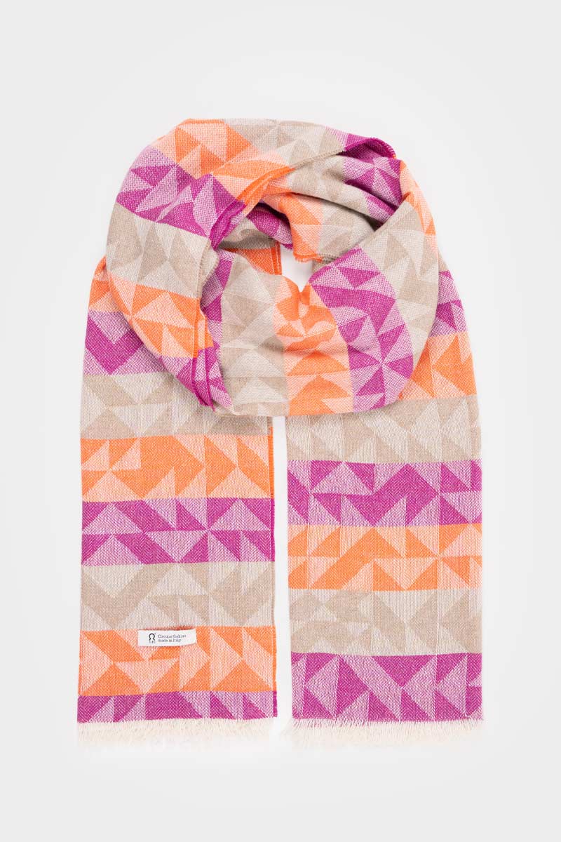 Sourire Multicolore Foulards et Echarpes Etole Eris étole rose et orange 200 x 70 cm en coton recyclé