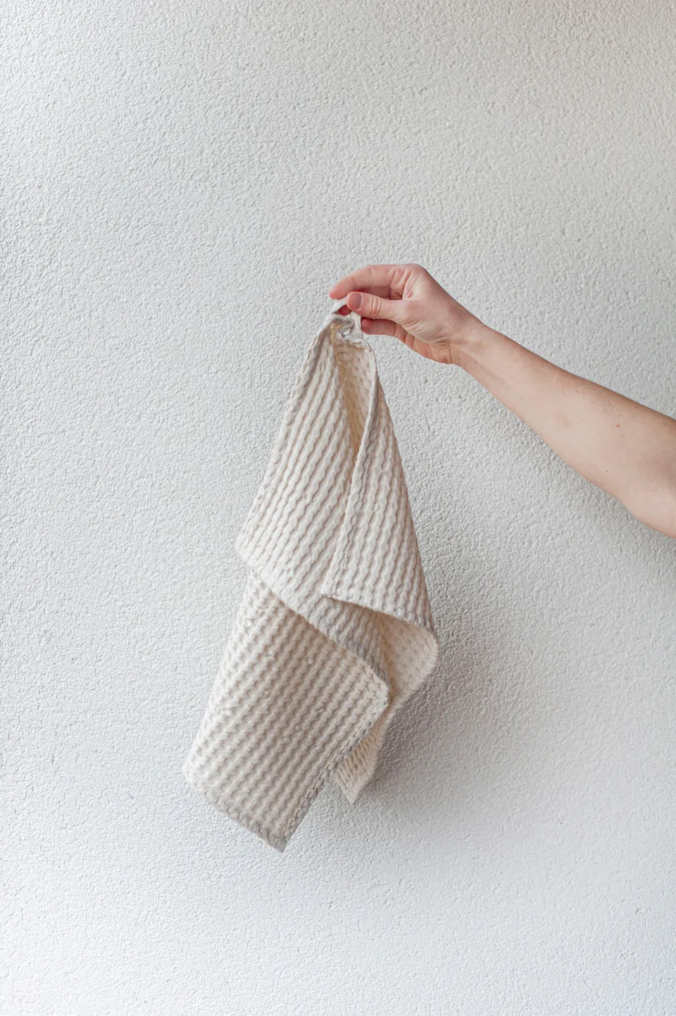 Laumė linen Home Edit Serviette visage gaufrée en lin et coton bleu ciel
