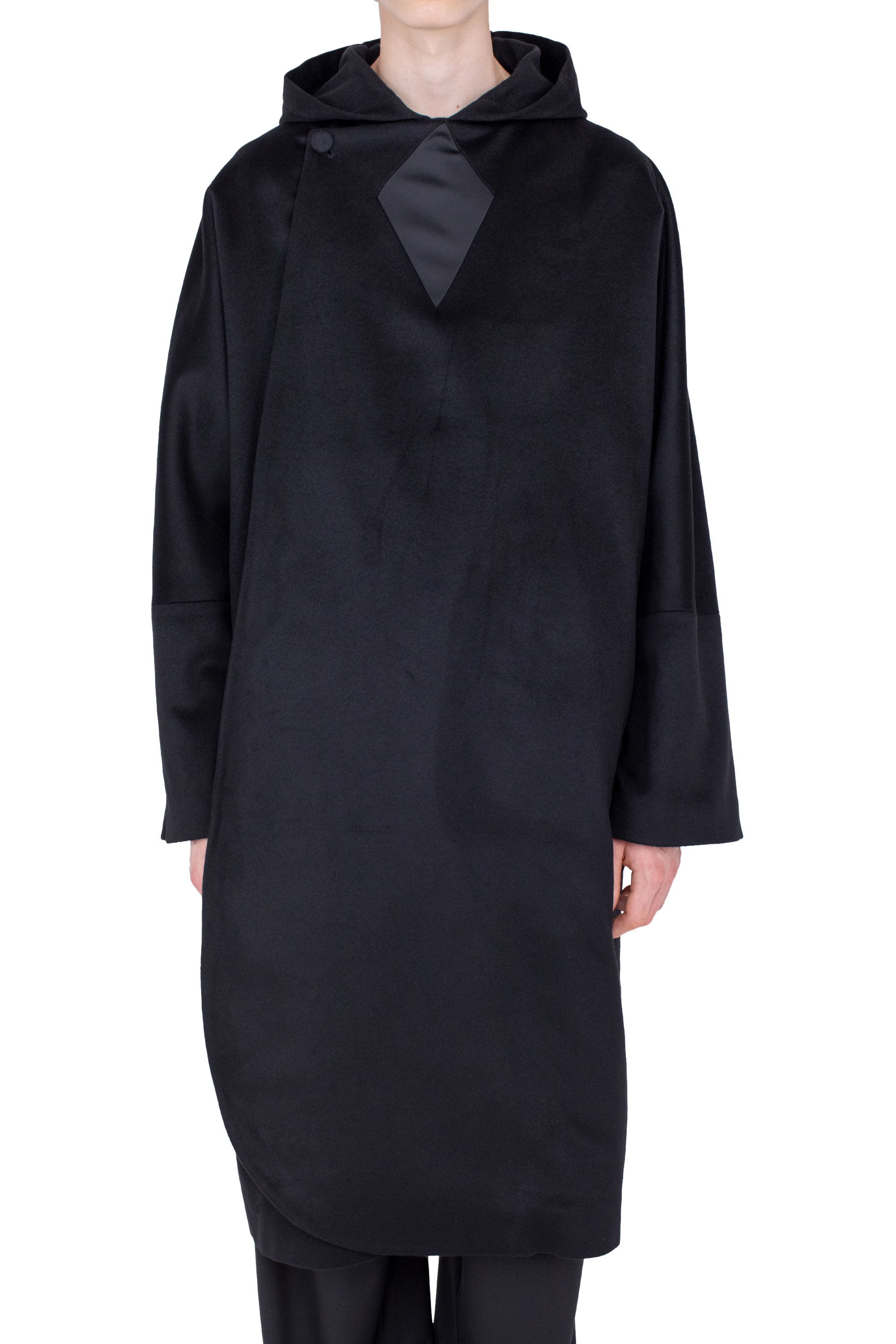 Kiko Kostadinov Outerwear MUNNO Hooded Coat manteau Obsidian Black en laine