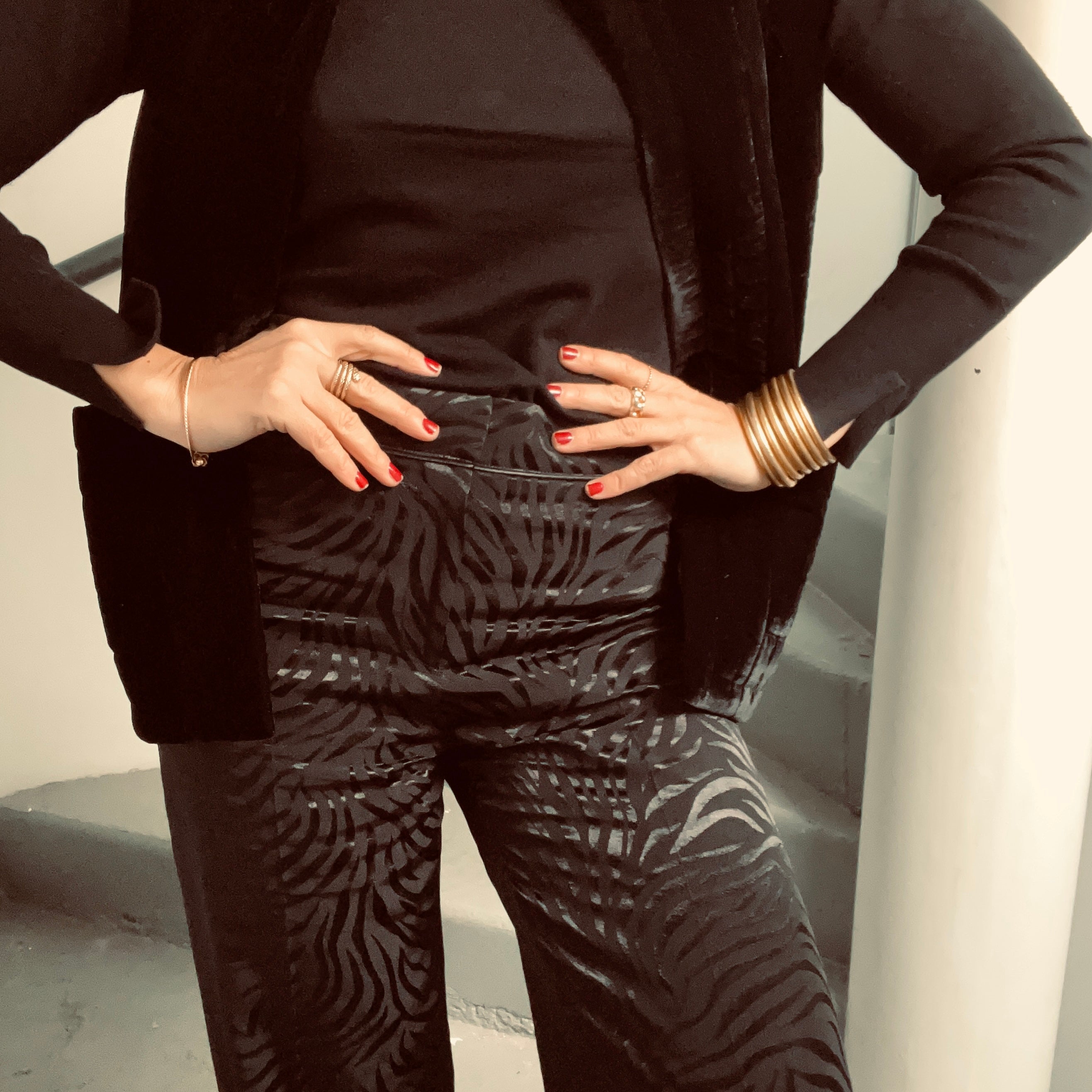 PANTRUCHE Pantalons Pantalon SWING noir zébra pantalon viscose