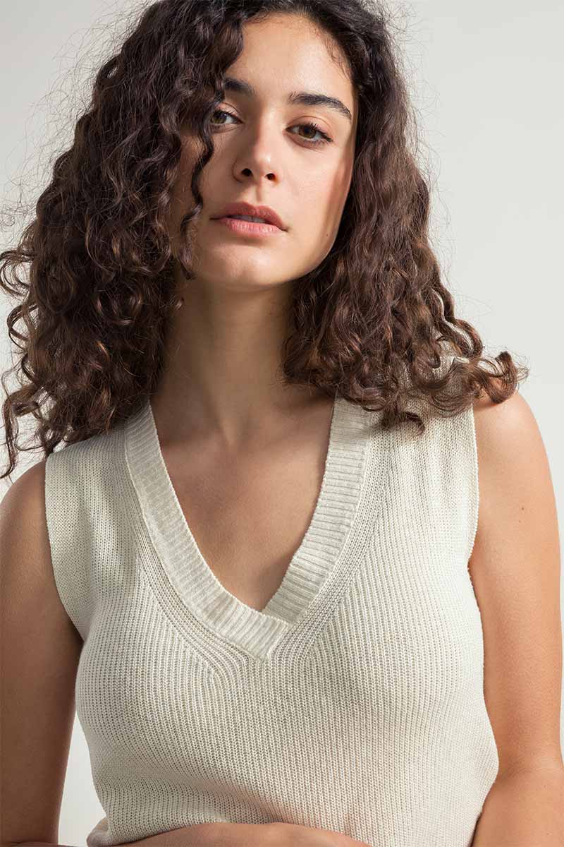 Rifo Tops Gaia top écru en maille de soie recyclée XL