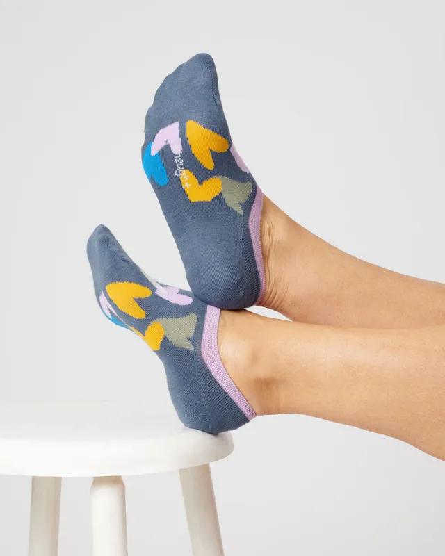 Sourire Multicolore Chaussettes femme socquettes courtes cœurs multicolores bambou 36/40