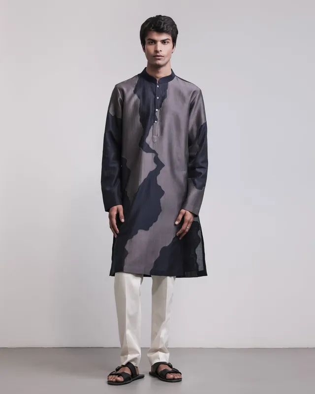 COUNTRYMADE Kurtas Torn Canvas Appliqué Kurta Set ensemble kurta brodé
