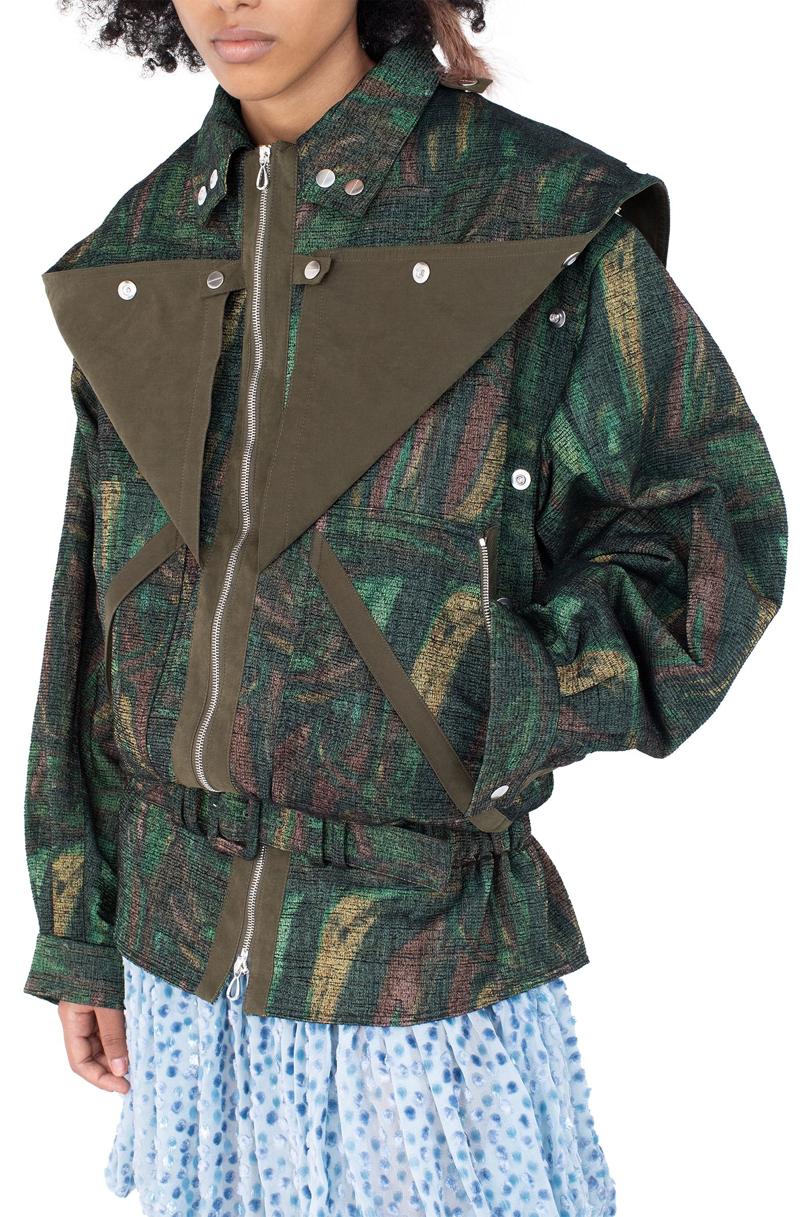 Kiko Kostadinov Outerwear HERON Belted Jacket veste Forest Print oversize