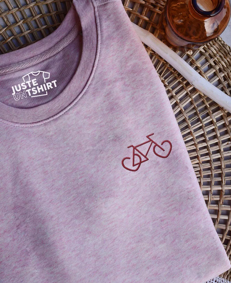 Juste Un T-shirt Sweats Brodés Vélove sweat gris chiné vélo