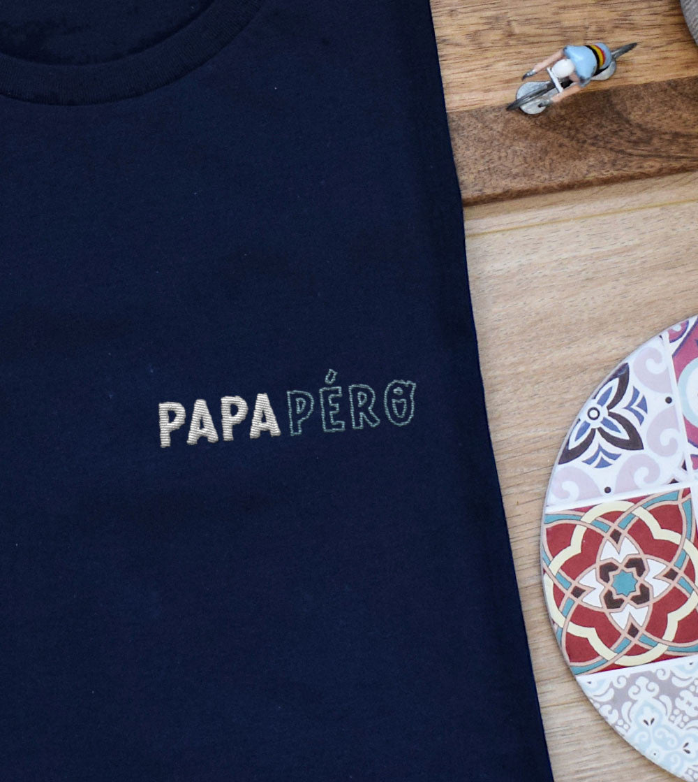 Juste Un T-shirt T-shirts Brodés Papapéro t-shirt brodé S blanc papa