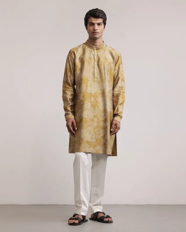 COUNTRYMADE Kurtas Dust Print Silk Kurta kurta en soie imprimé