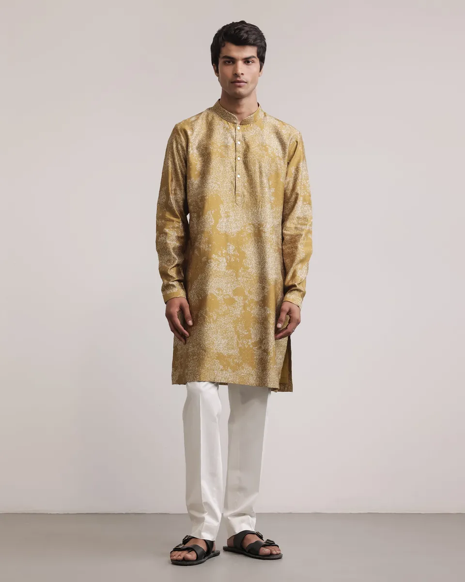 COUNTRYMADE Kurtas Dust Print Silk Kurta kurta en soie imprimé
