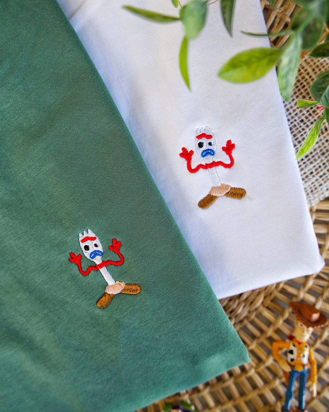 Juste Un T-shirt T-shirts Brodés Fourchette T-shirt brodé blanc coton bio