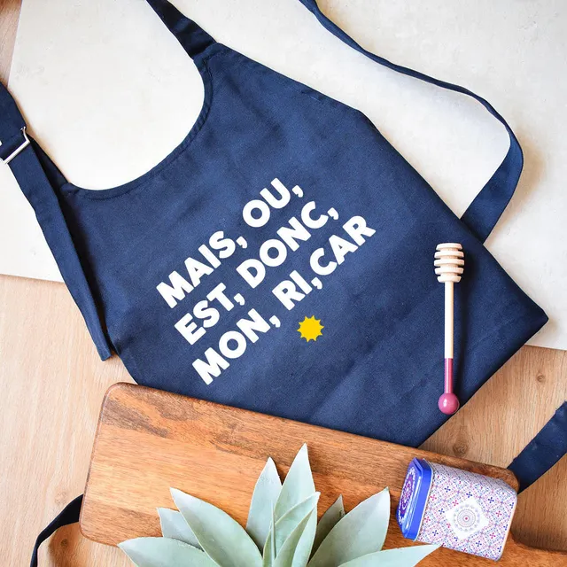 Juste Un T-shirt Tabliers Mon ri car tablier bleu marine apéro