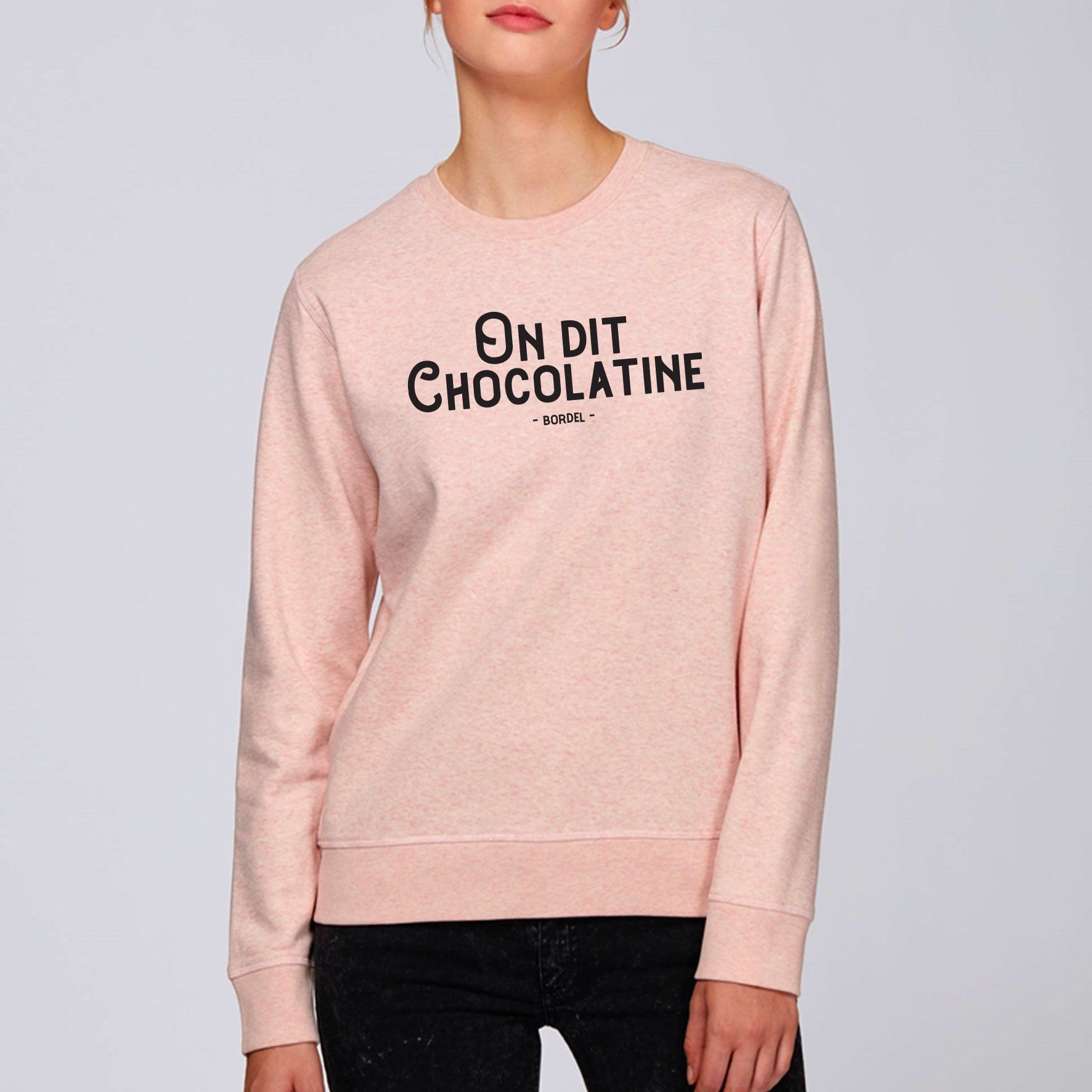Juste Un T-shirt Sweats Imprimés On dit Chocolatine sweat femme gris chiné