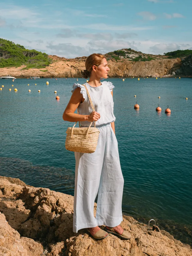 Laumė linen Linen Dresses Giedra combinaison femme en lin naturel dos ouvert