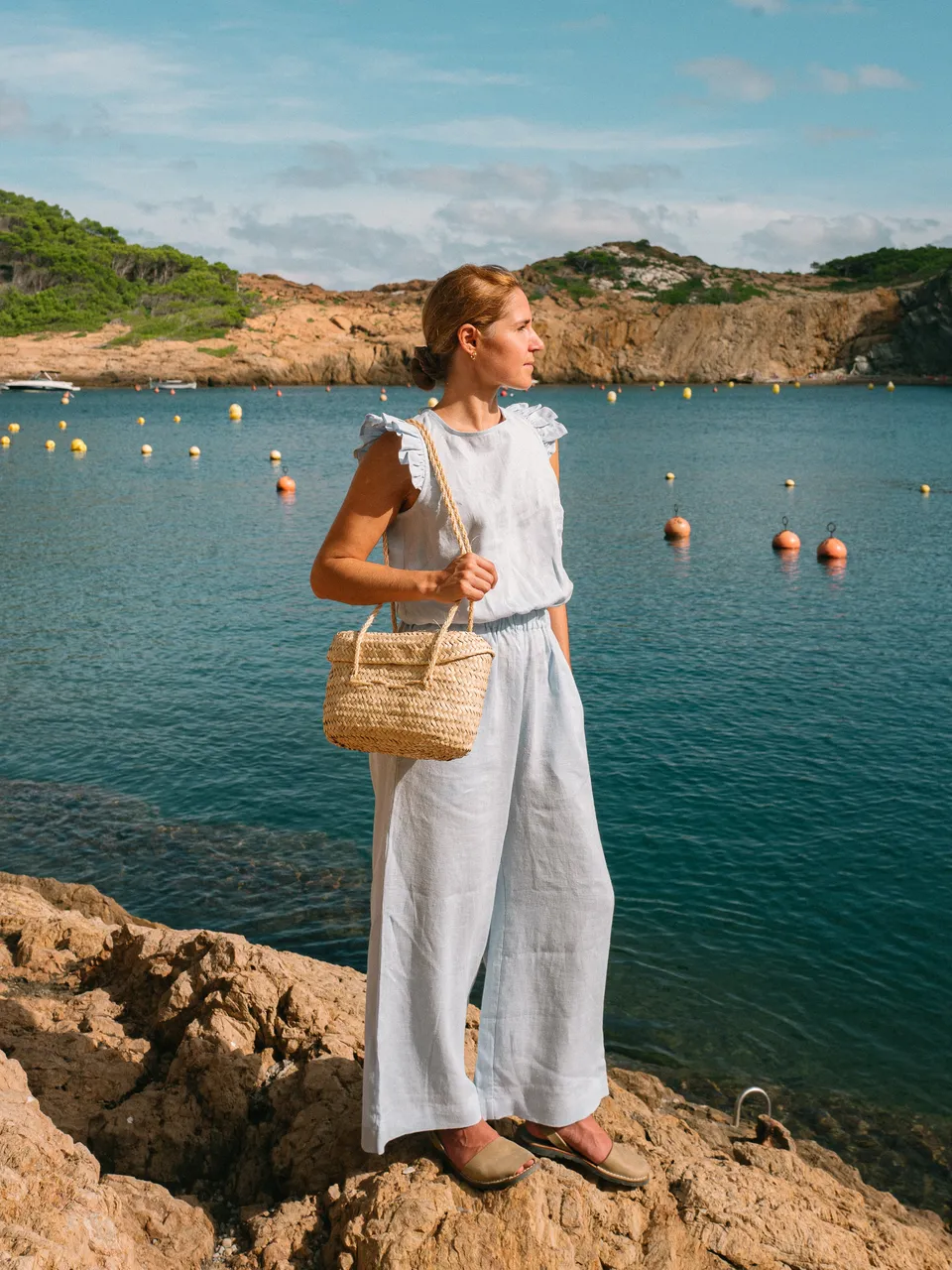 Laumė linen Linen Dresses Giedra combinaison femme en lin naturel dos ouvert