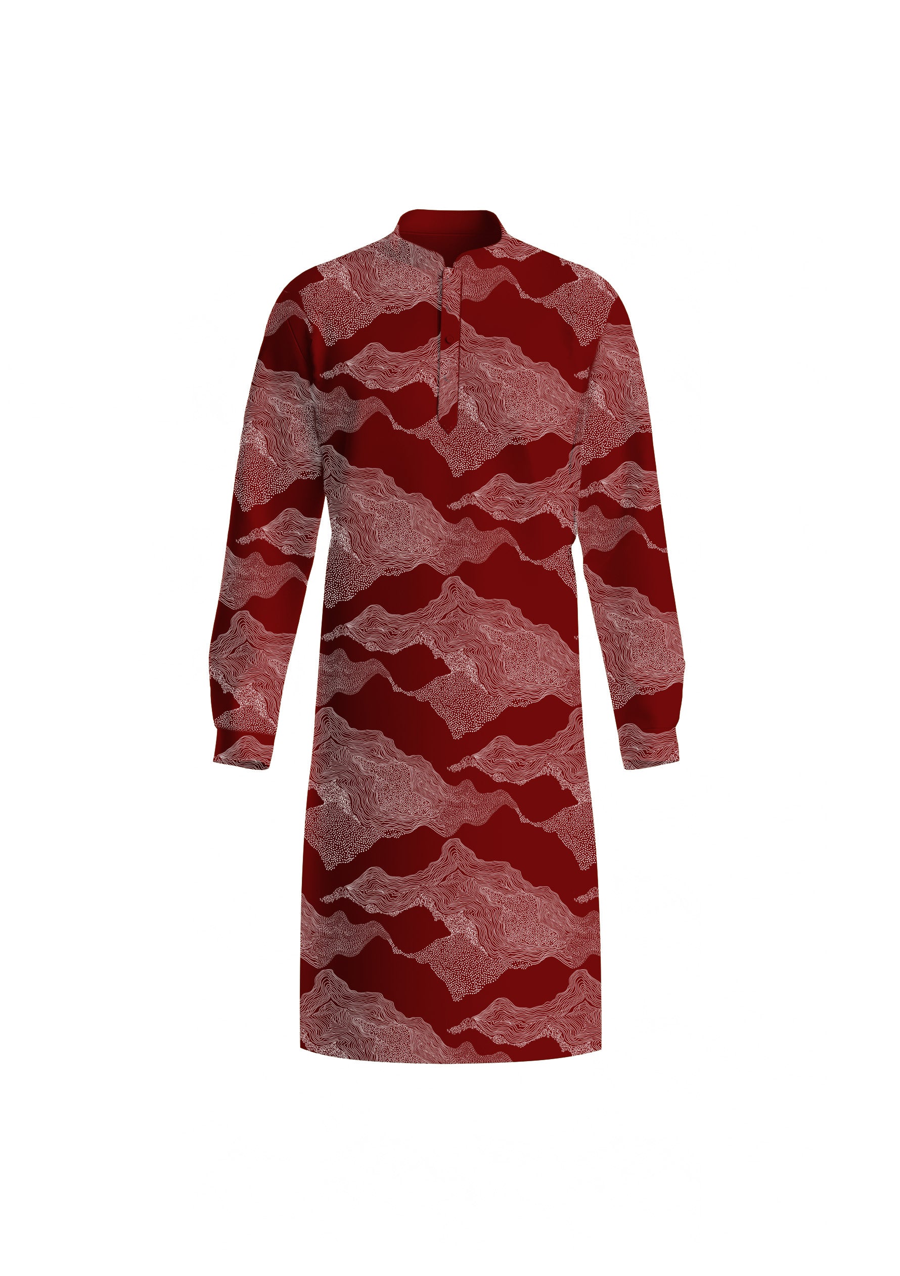 COUNTRYMADE Kurtas Clouds Print - Earth Red kurta soie rouge