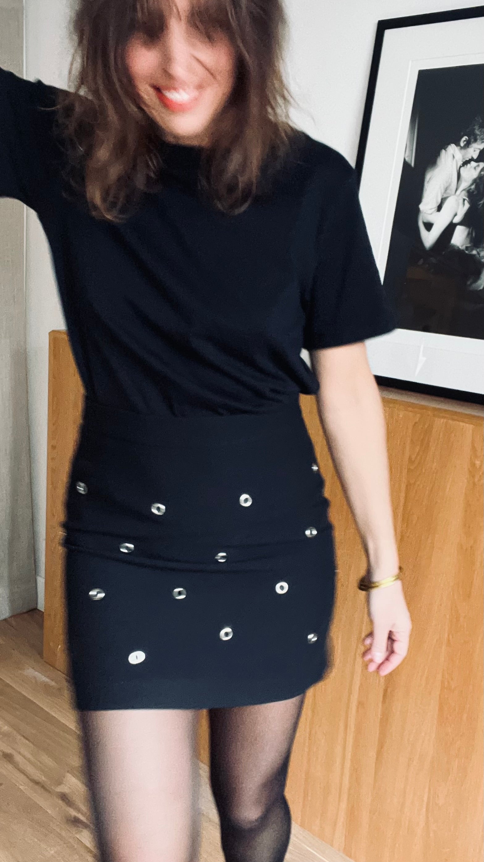 PANTRUCHE Jupes KIM mini-jupe noire à œillets doublée