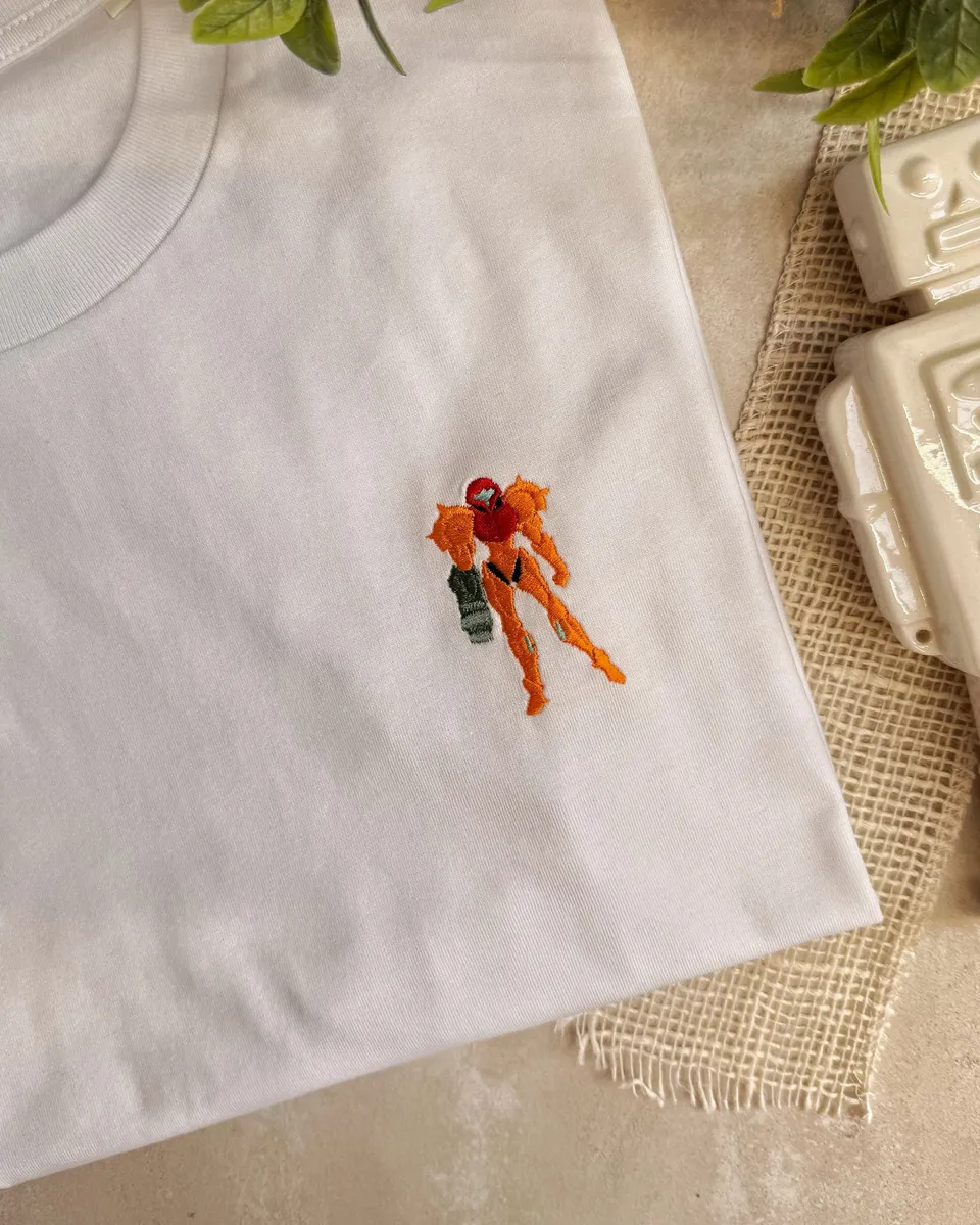 Juste Un T-shirt T-shirts Brodés Metroid T-shirt en coton bio