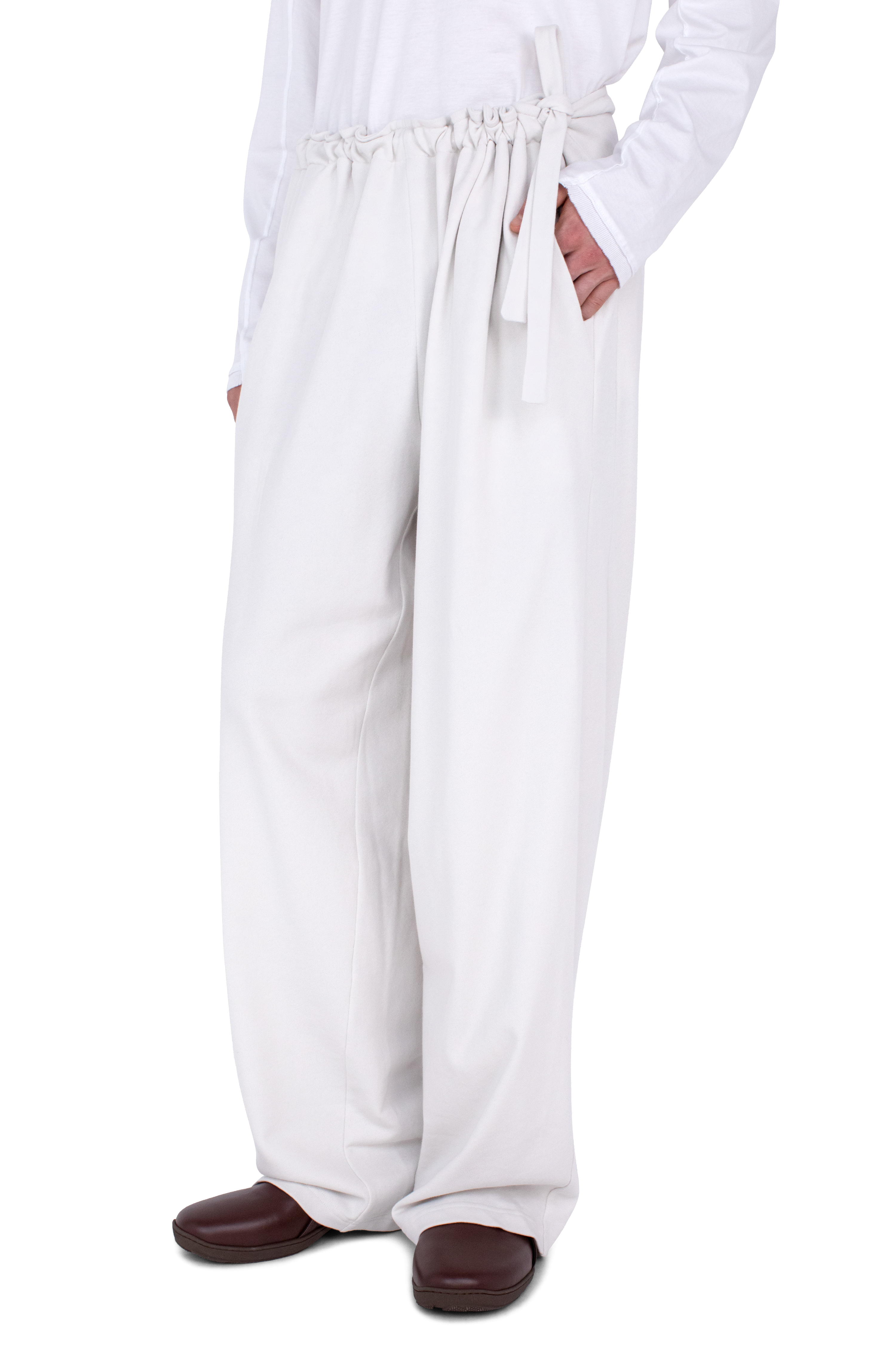 Kiko Kostadinov Bottoms OSCAR Wide Trousers pantalon large Ecru jersey coton