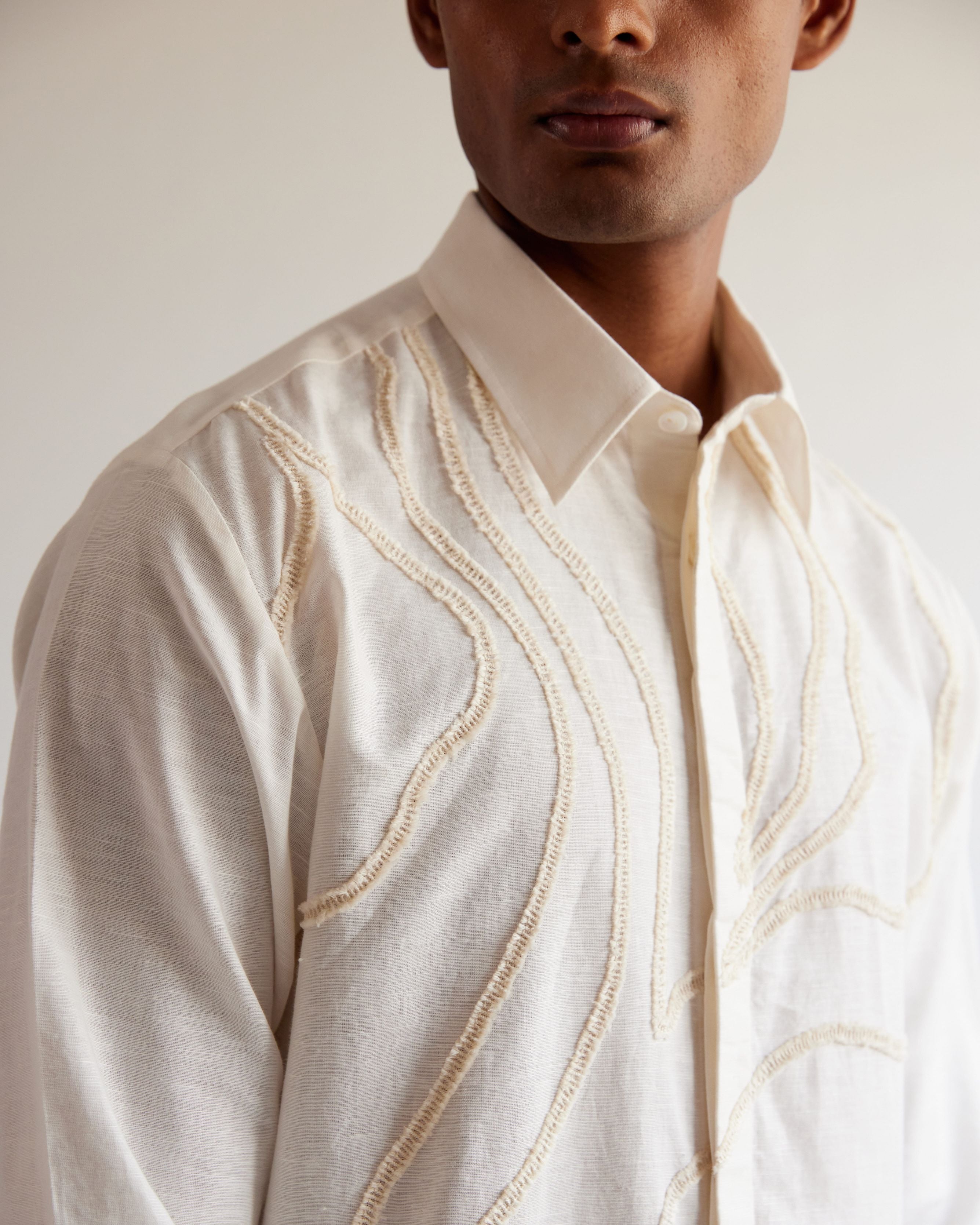 COUNTRYMADE Shirts DNA Shirt ivoire en lin-coton brodé
