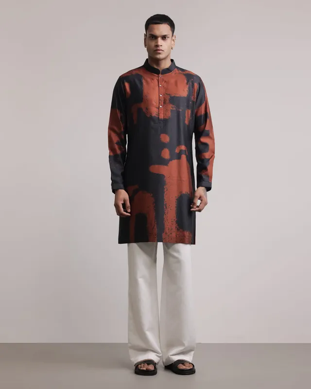 COUNTRYMADE Kurtas Upscale Fossil Print Silk Kurta kurta XS soie imprimée