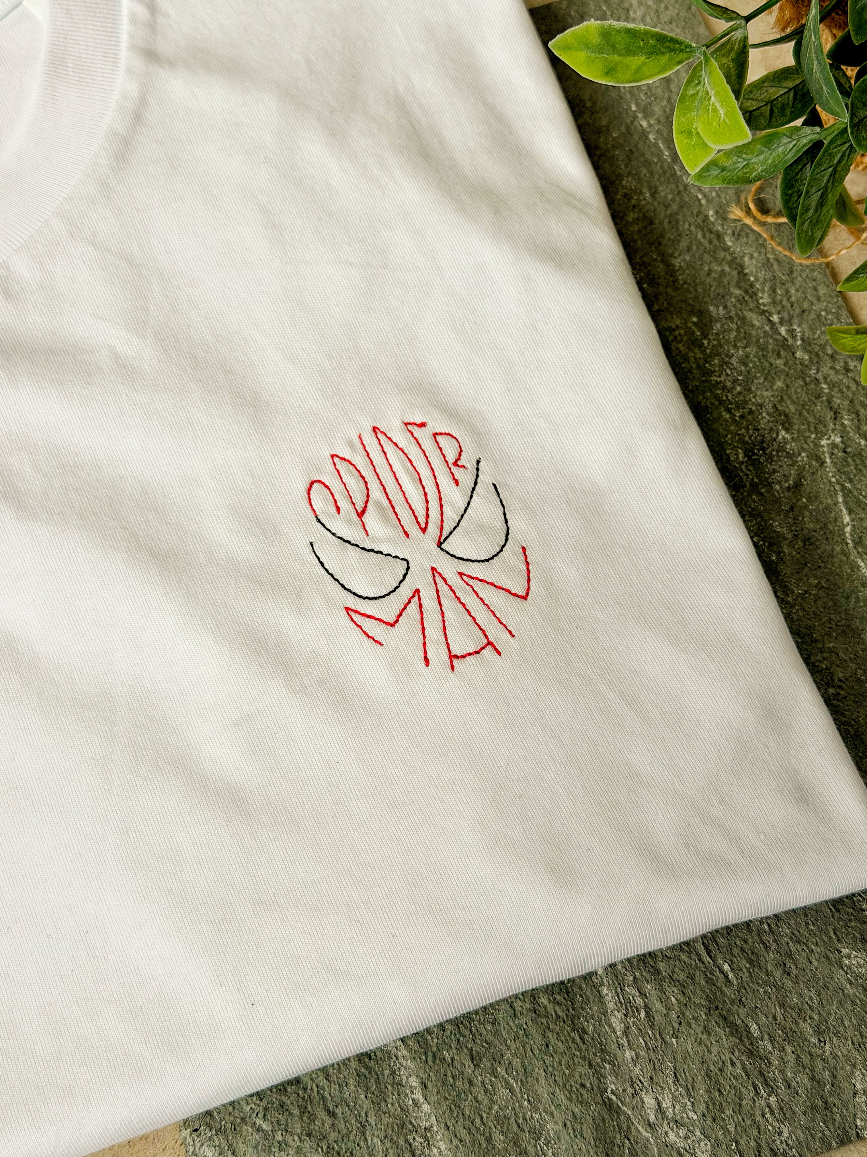 Juste Un T-shirt T-shirts Brodés Spider Man Masque T-shirt blanc coton bio