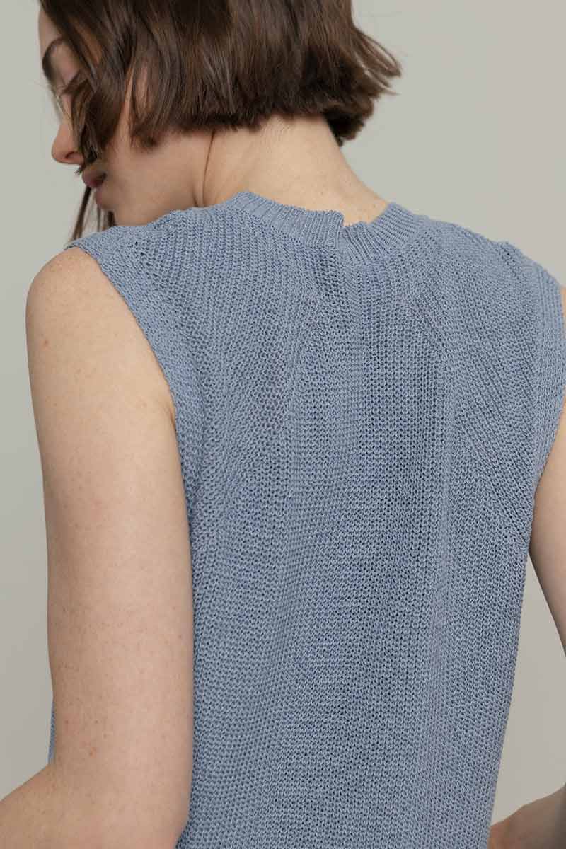 Sourire Multicolore Tops Adélaïde débardeur bleu coton recyclé