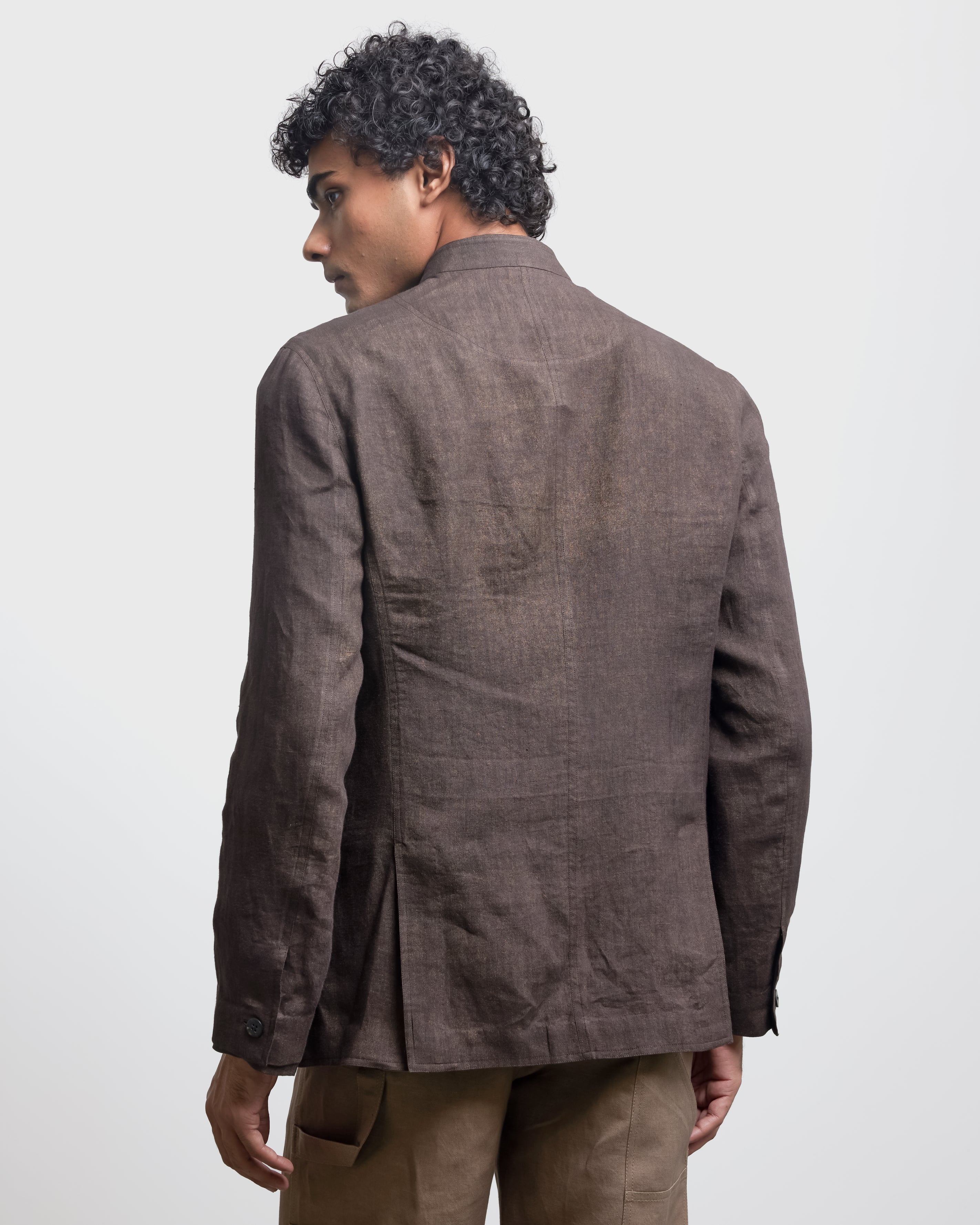 COUNTRYMADE Nehru Jackets Bronze bandhgala deconstructed veste en lin bronze
