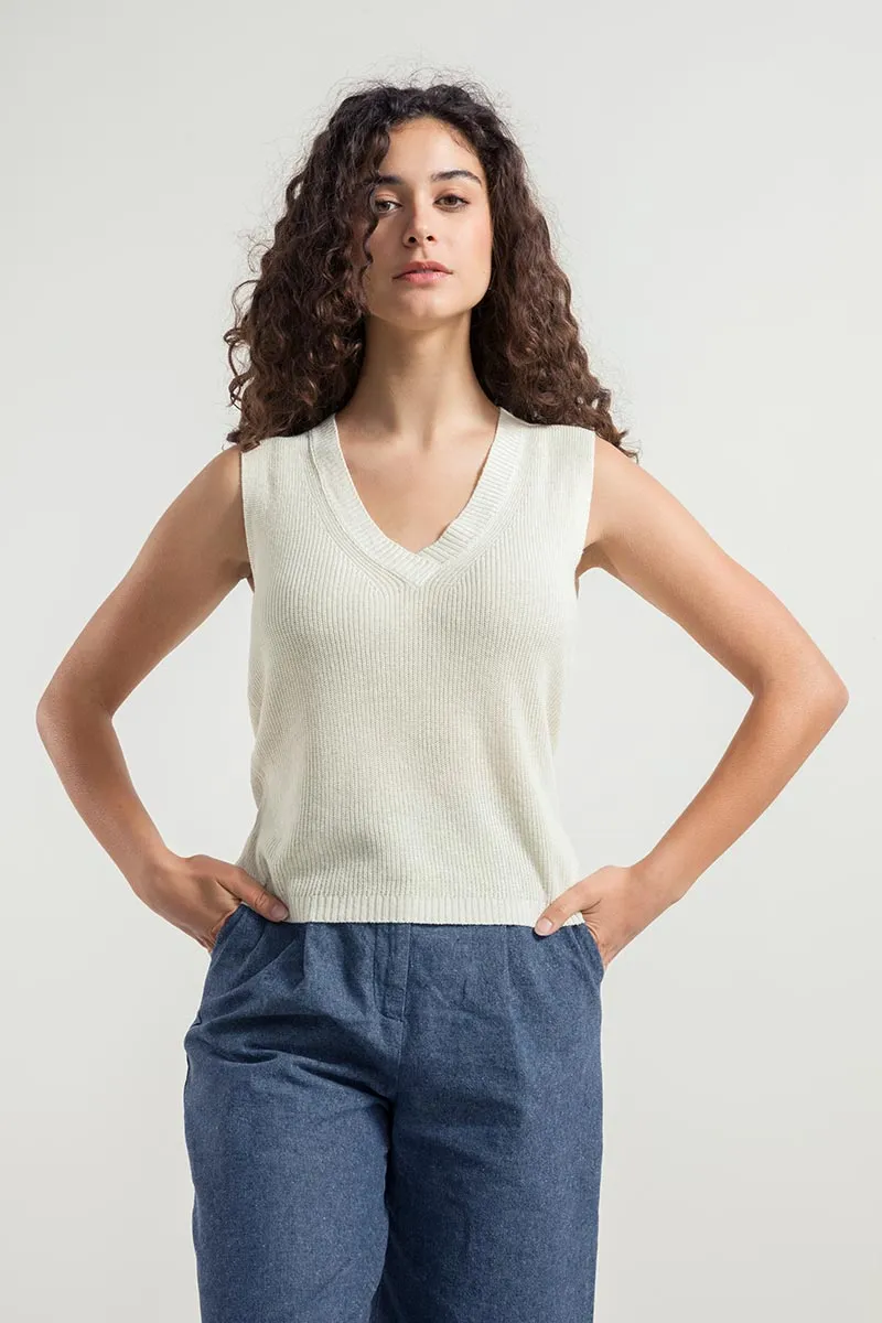 Rifo Tops Gaia top écru en maille de soie recyclée XL