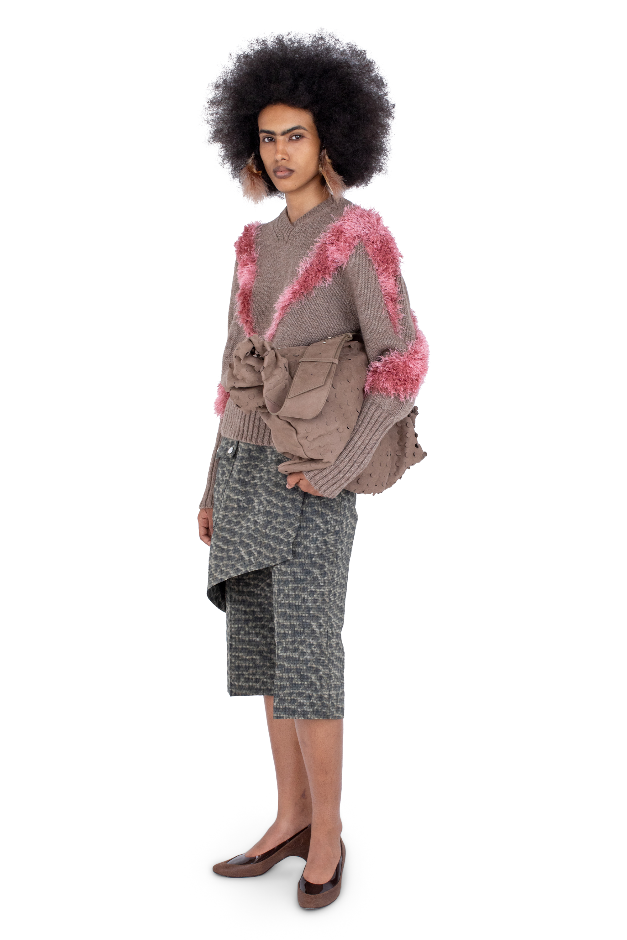 Kiko Kostadinov Knitwear MACAW Jumper pull Dove Brown / Redpoll Pink en maille alpaga