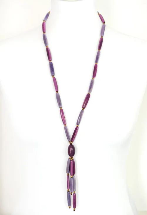 Tagua and co Colliers Sautoir Salinas ivoire végétal jaune turquoise violet rouge