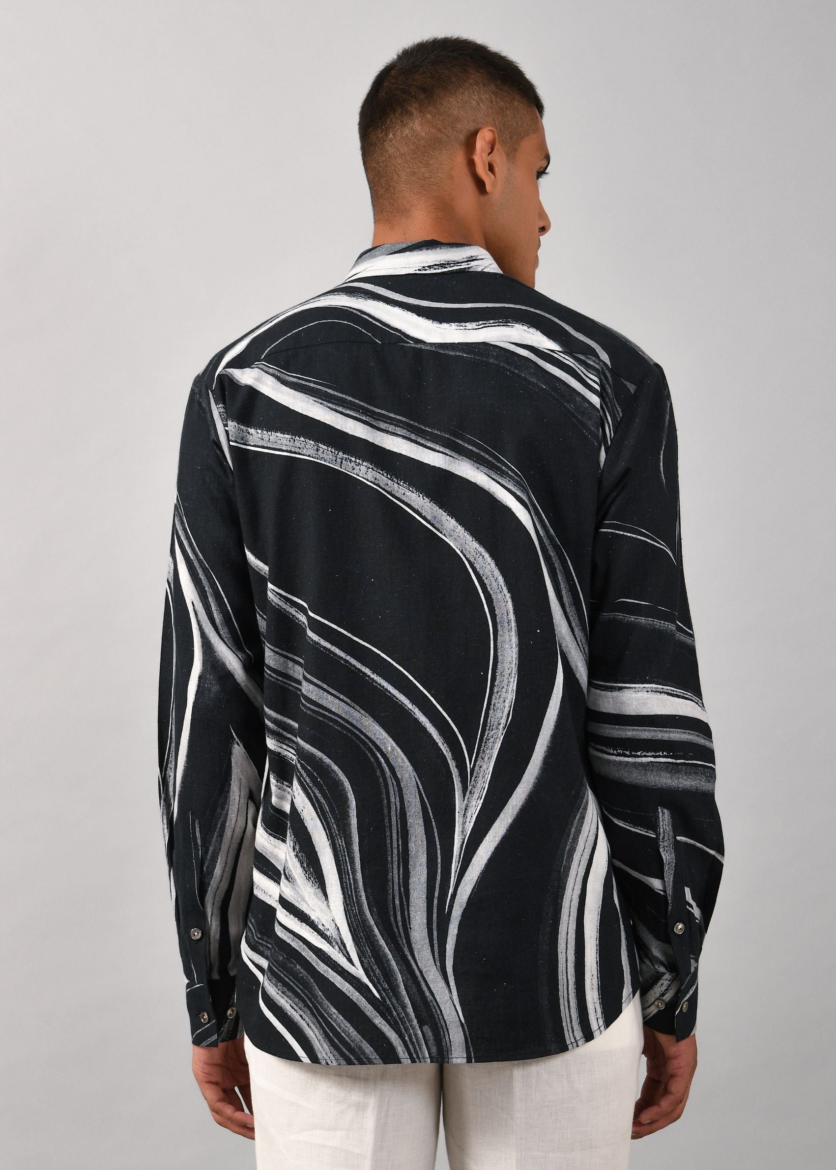 COUNTRYMADE Shirts Airborne Strokes Print Shirt chemise noire coton