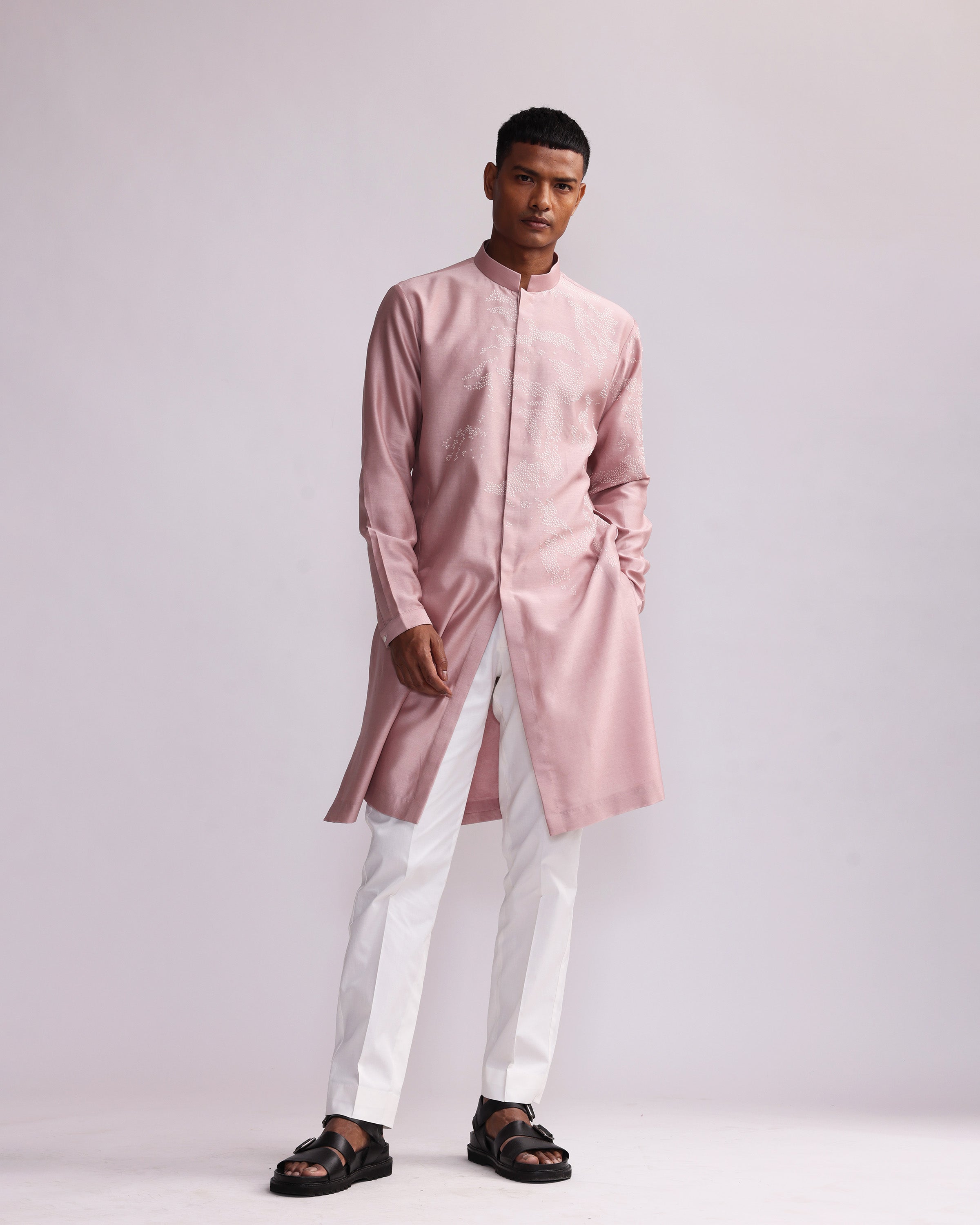 COUNTRYMADE Kurtas SHADOW CAMO PLACEMENT FRONT OPEN KURTA SET ensemble kurta brodé