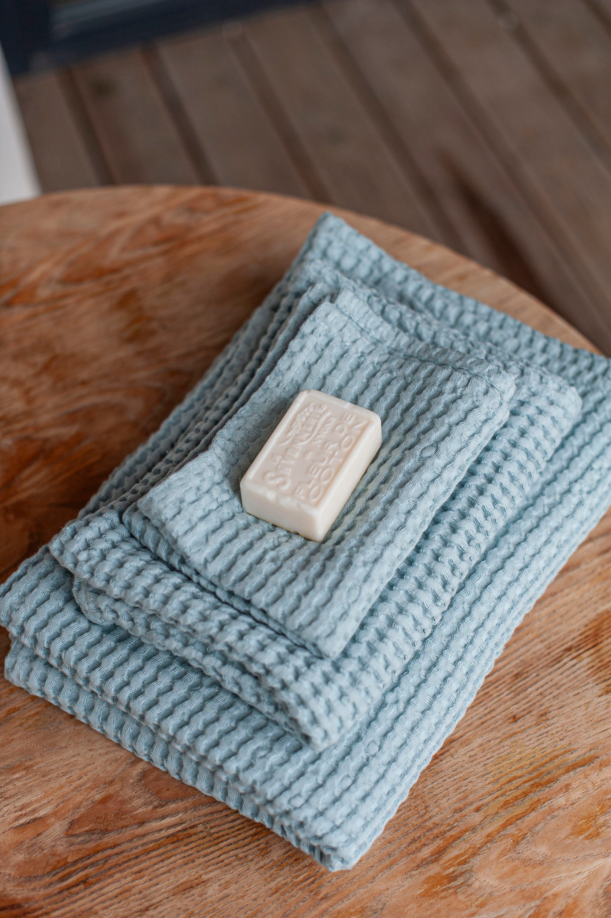 Laumė linen Home Edit lot de serviettes nid d’abeille lin coton crème