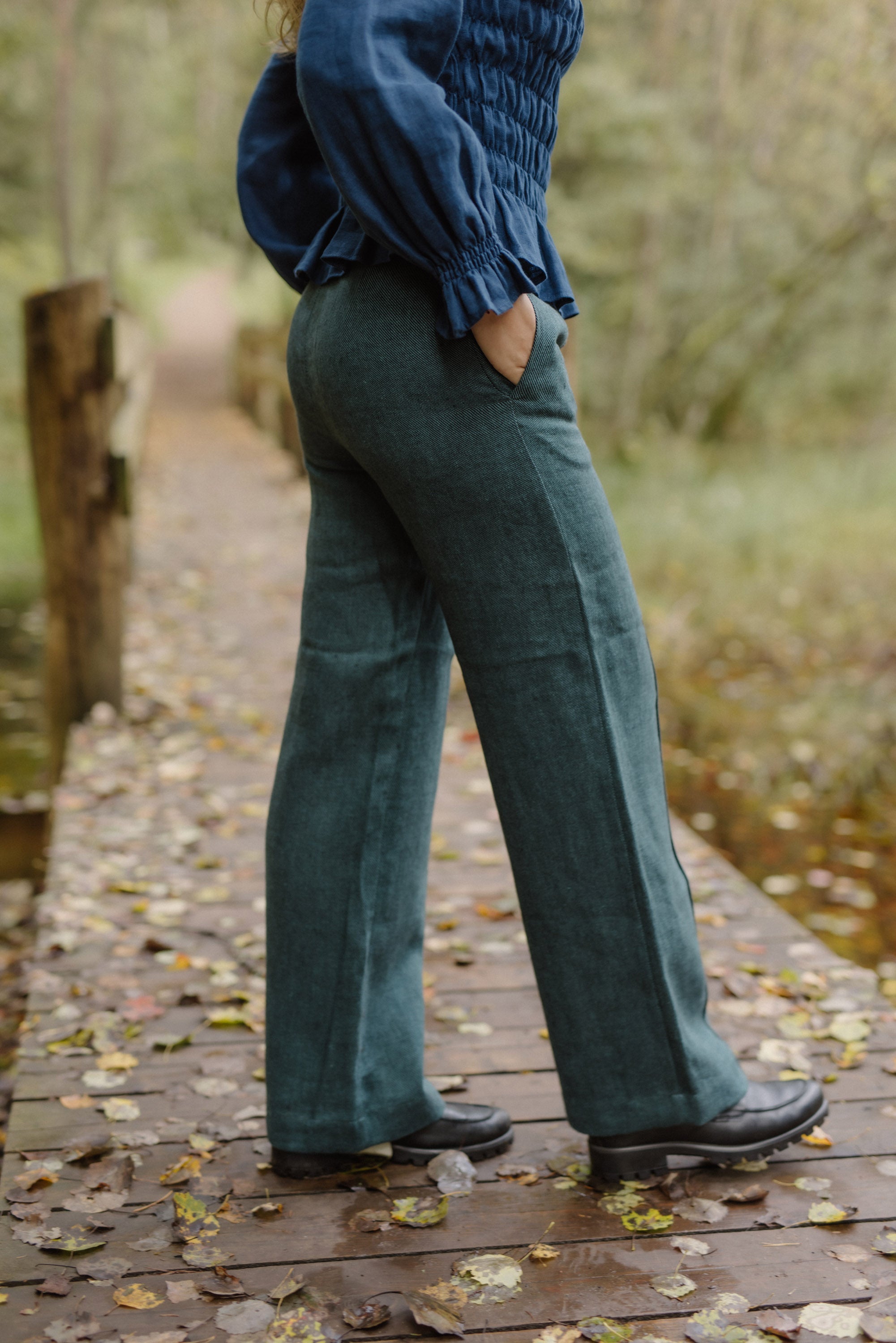 Laumė linen Linen Bottoms Gailė pantalon en lin taille haute