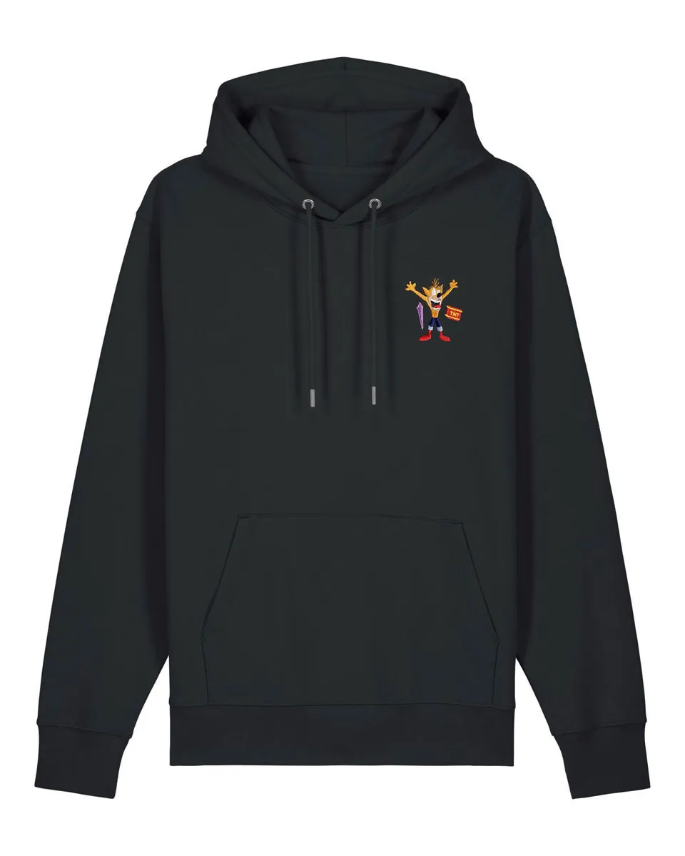 Juste Un T-shirt Sweats à Capuche Crash Bandicoot sweat à capuche noir brodé