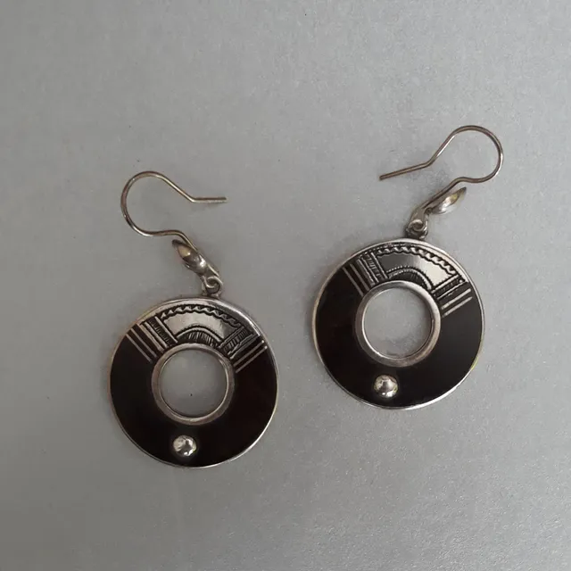 Touareg Boucles d’oreilles Boucles d’oreilles rondes argent ébène artisanales