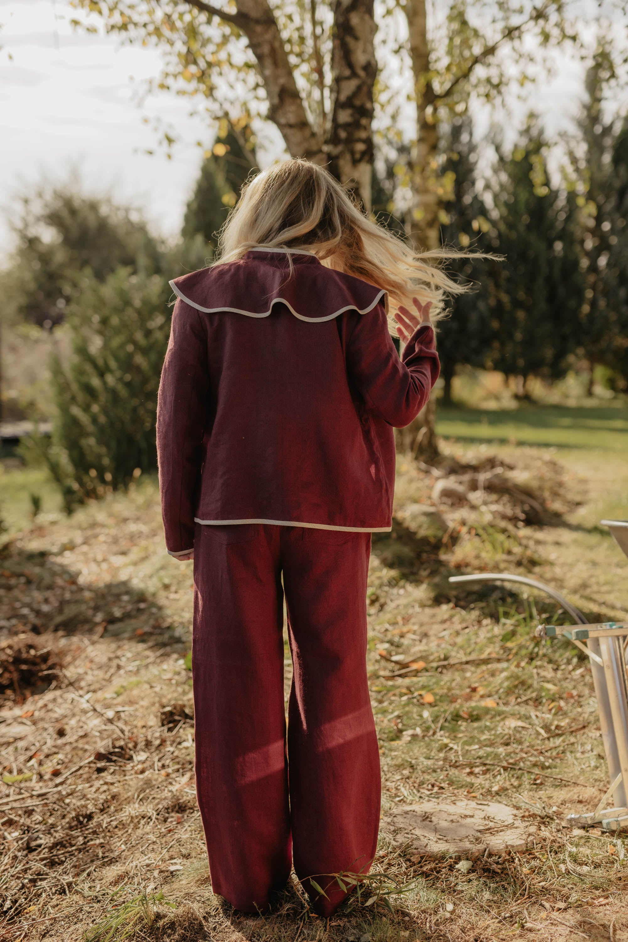 Laumė linen Linen Bottoms Klaipeda pantalon en lin beige à rayures