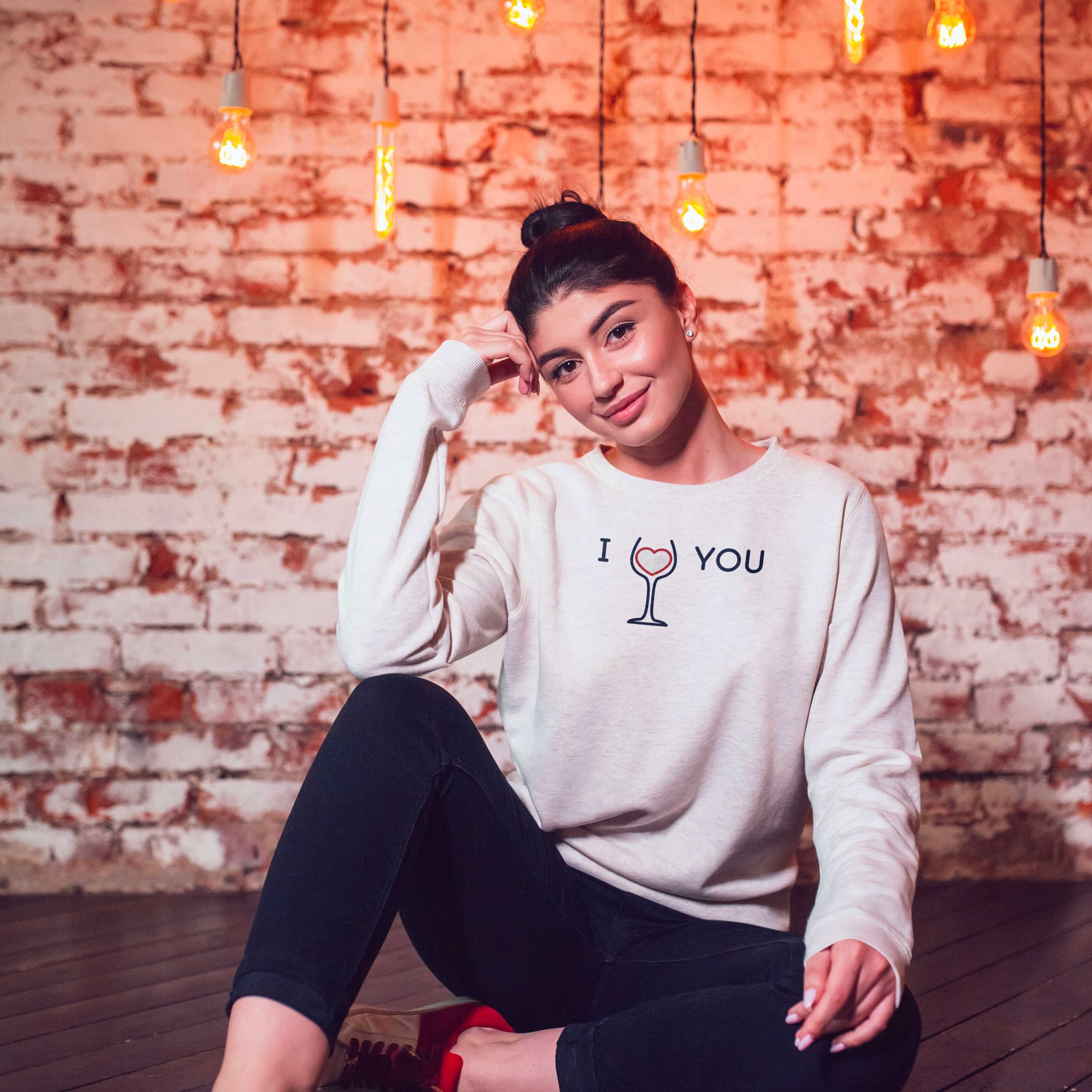 Juste Un T-shirt Sweats Imprimés I love you sweat-shirt femme gris chiné