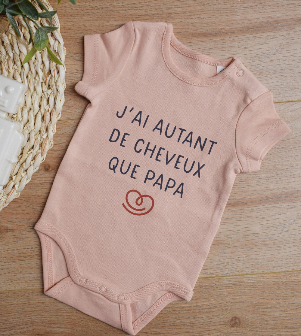 Juste Un T-shirt Bébé Autant de cheveux que papa body bébé