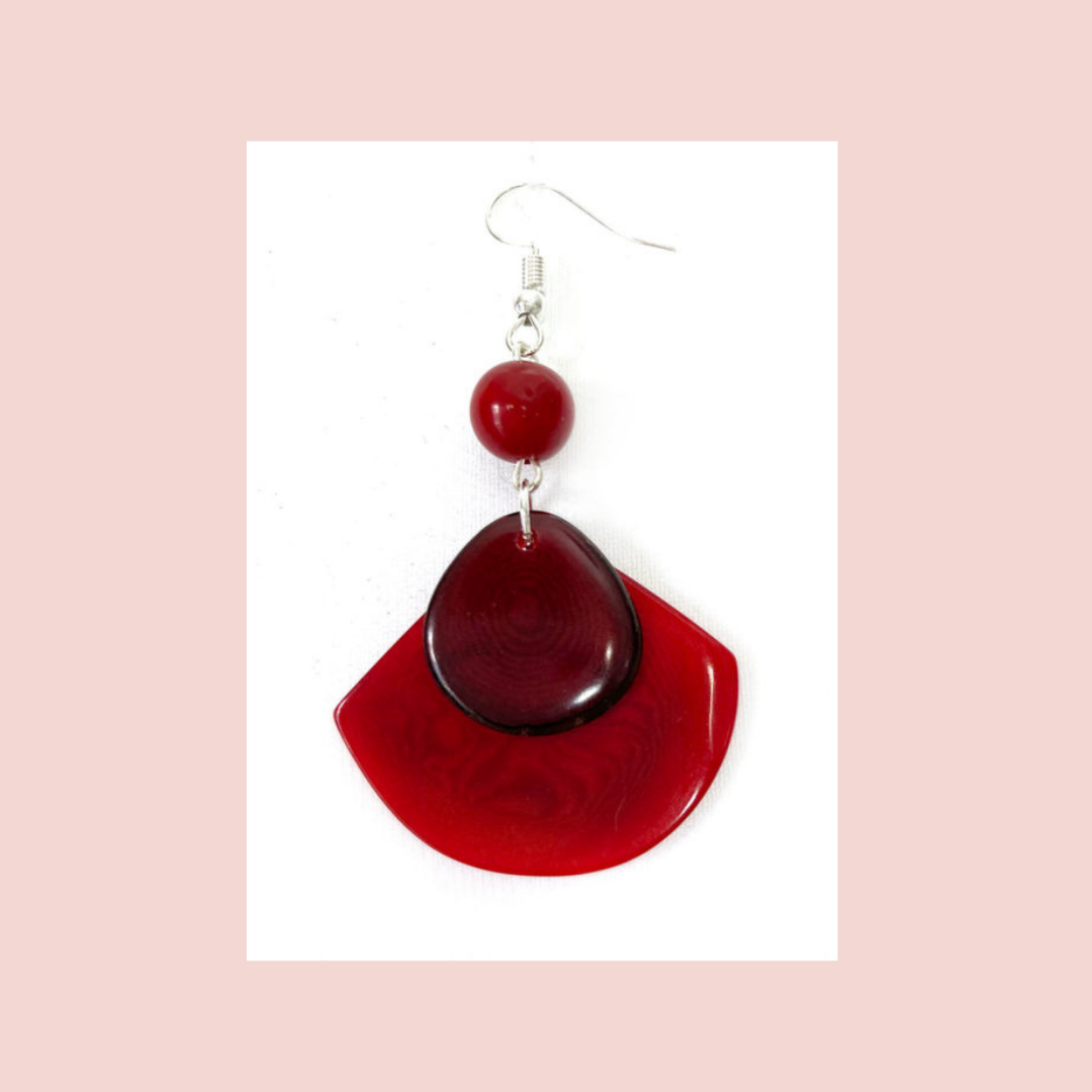 Boucles d'oreilles Valeria en ivoire végétal beige écru bicolores