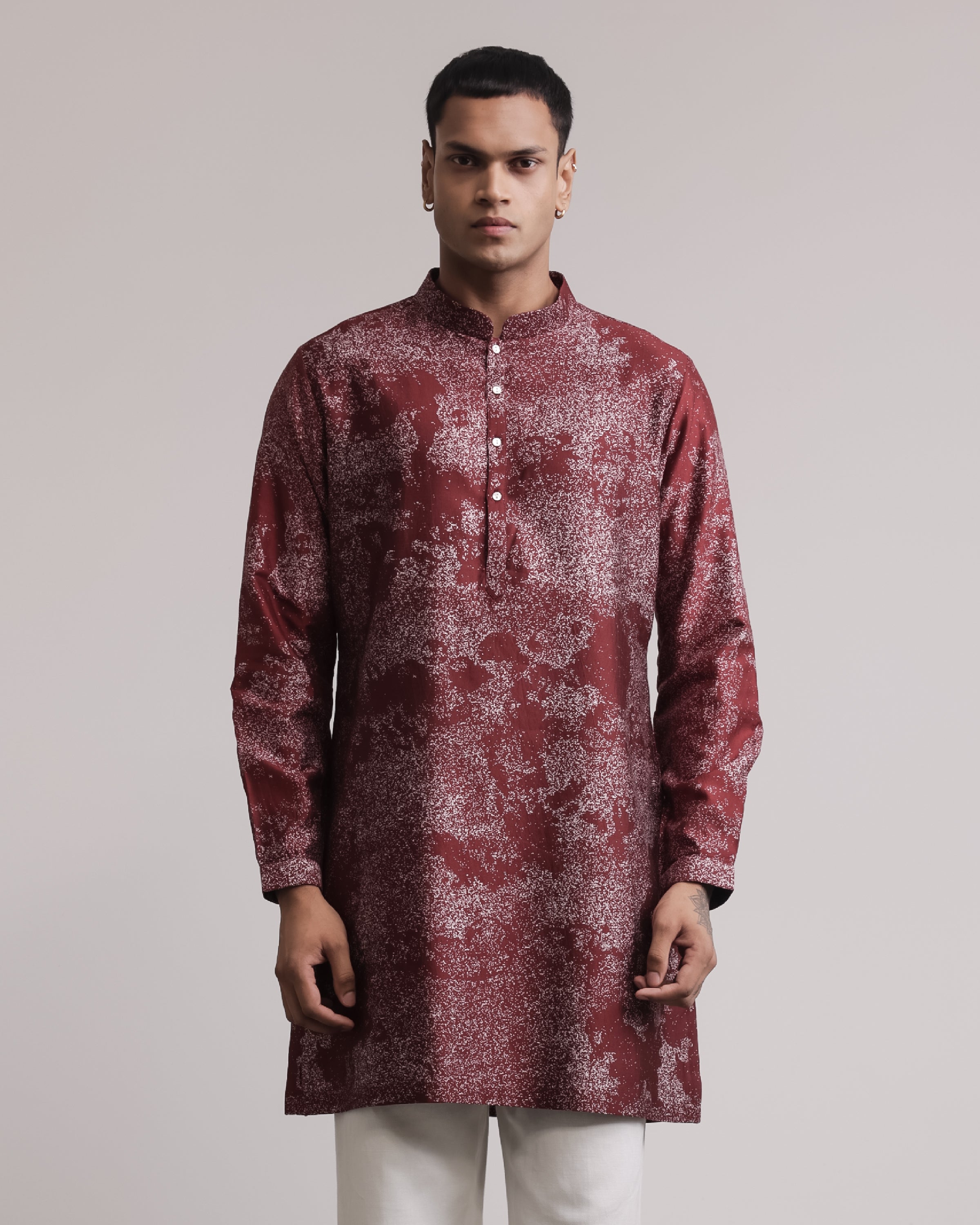 COUNTRYMADE Kurtas Dust Print Silk Kurta kurta en soie imprimé
