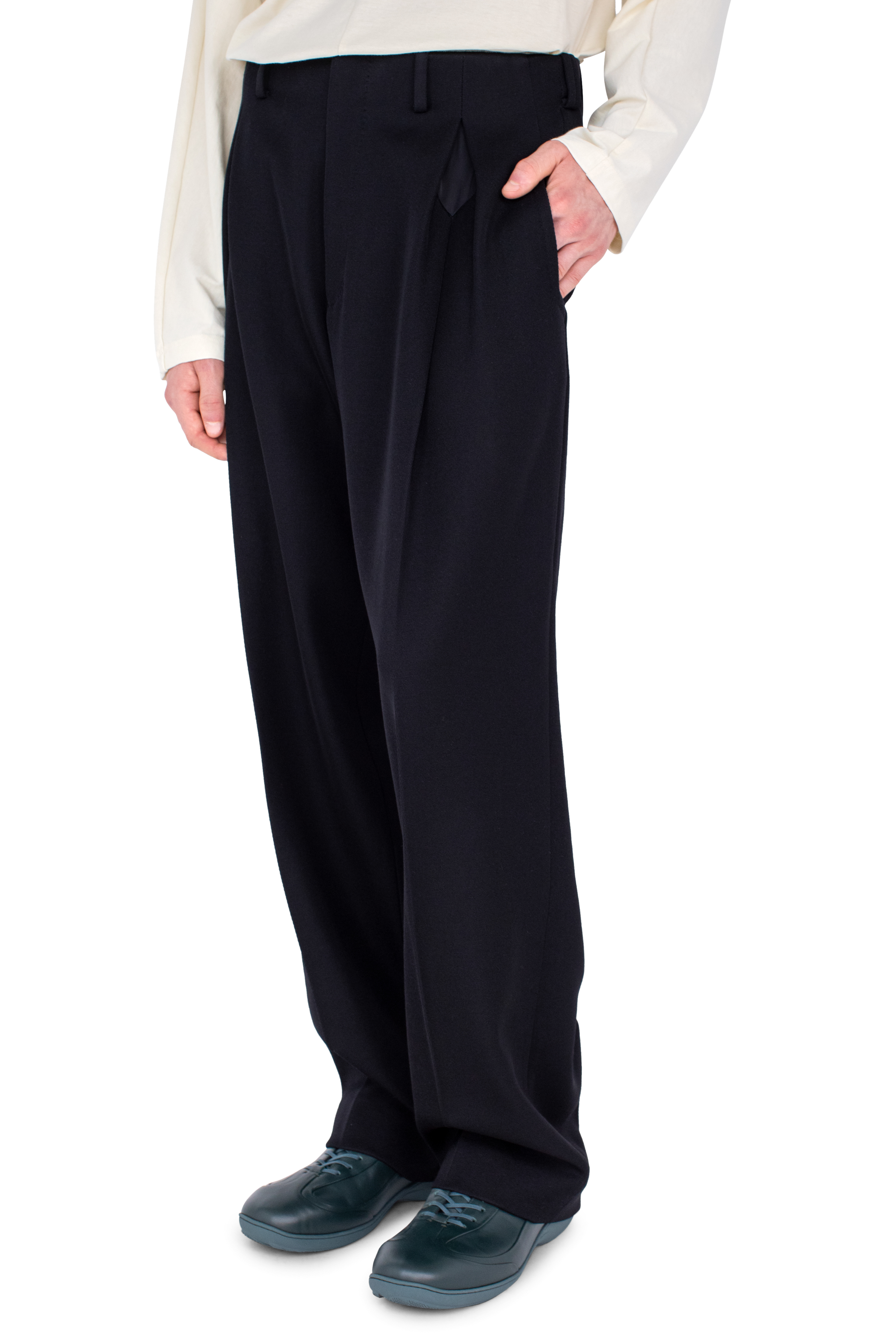 Kiko Kostadinov Bottoms VOTIVE Trousers Jet Black 44 en laine