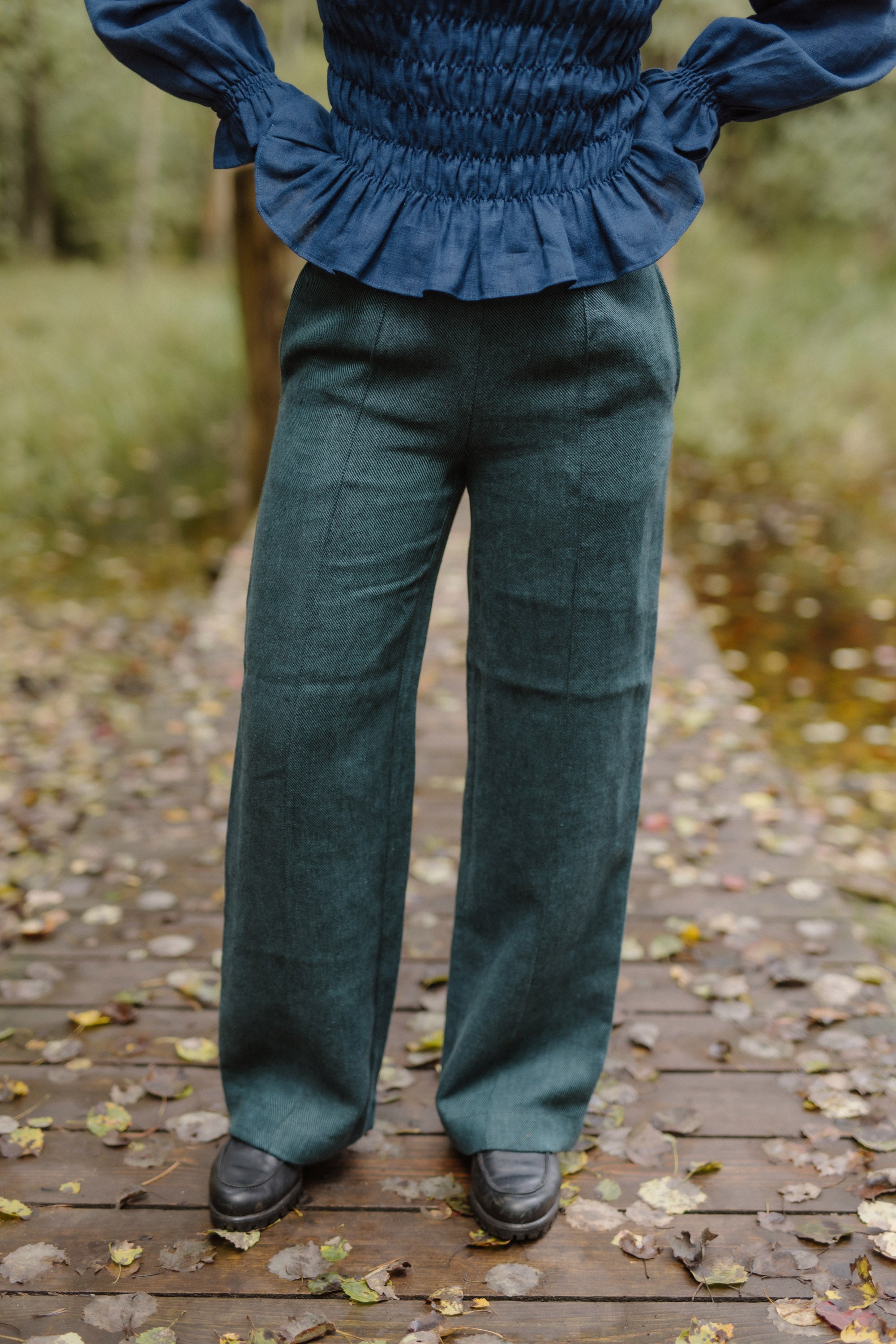 Laumė linen Linen Bottoms Gailė pantalon en lin taille haute