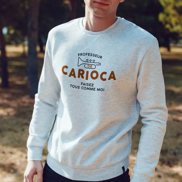 Juste Un T-shirt Sweats Imprimés Professeur de Carioca sweat homme gris chiné