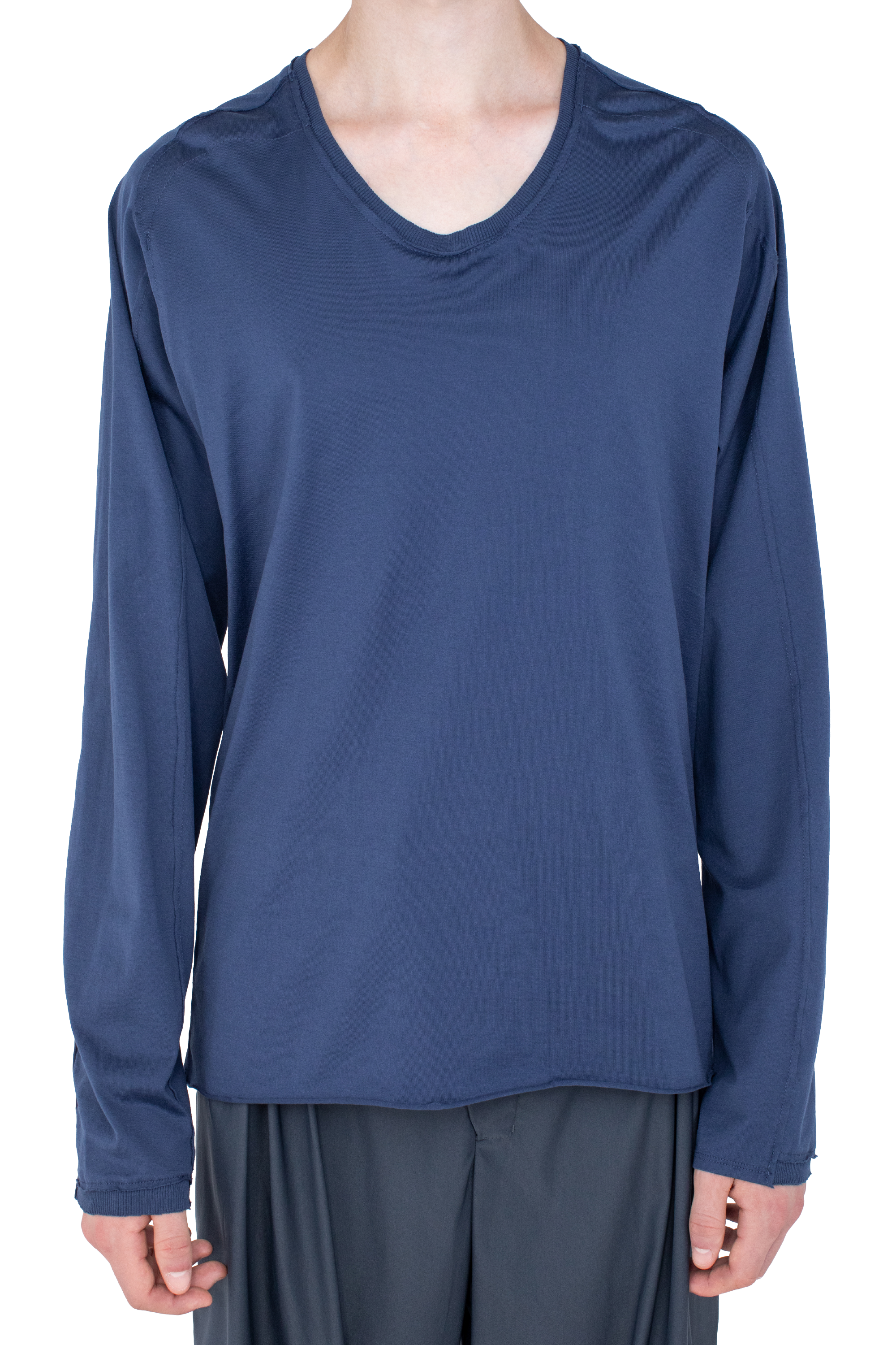 Kiko Kostadinov Tops ASTRO Long Sleeve Top haut Ink Blue coton mercerisé