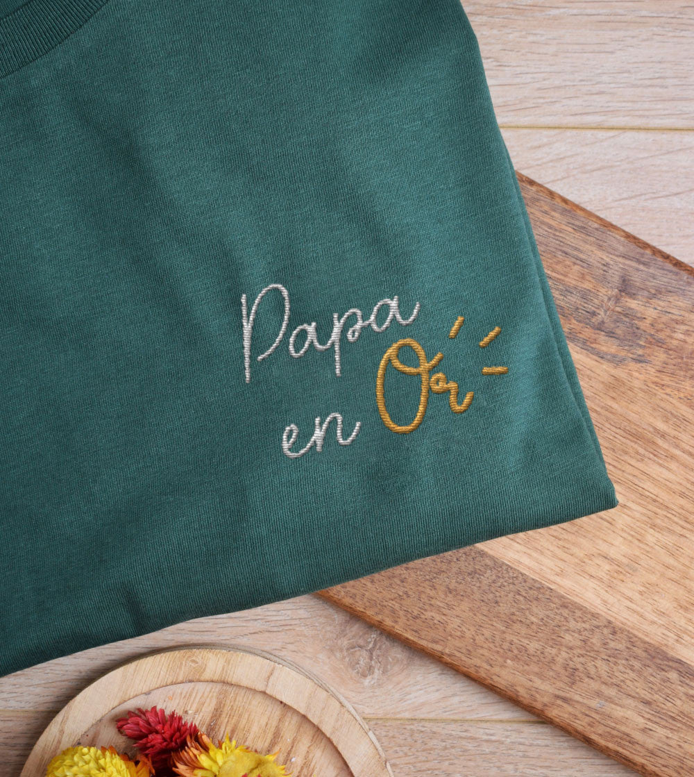 Juste Un T-shirt T-shirts Brodés Papa en Or t-shirt brodé