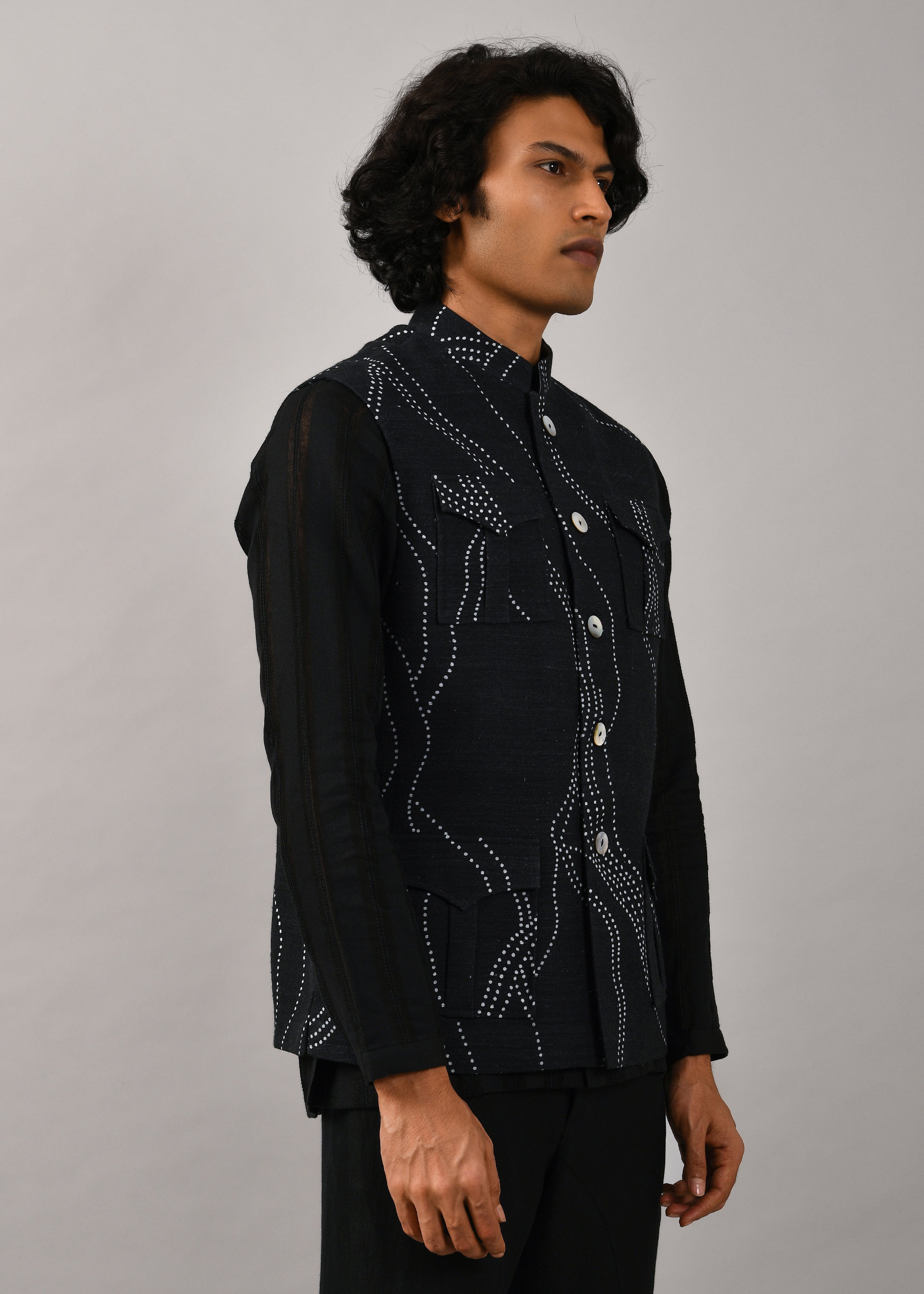COUNTRYMADE Nehru Jackets Constellation Safari Printed Bundi veste coton soie