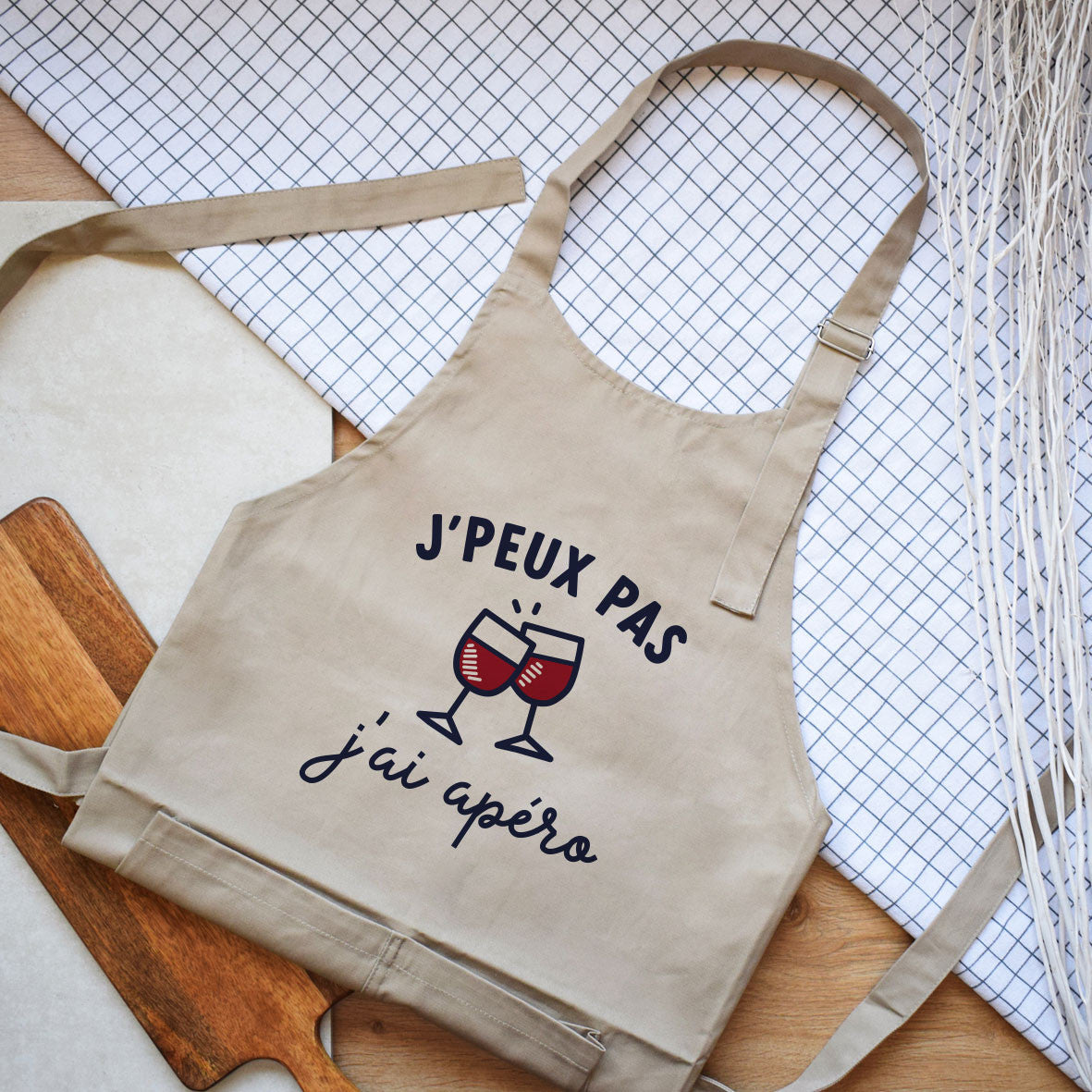 Juste Un T-shirt Tabliers Je peux pas j'ai apéro tablier bleu marine
